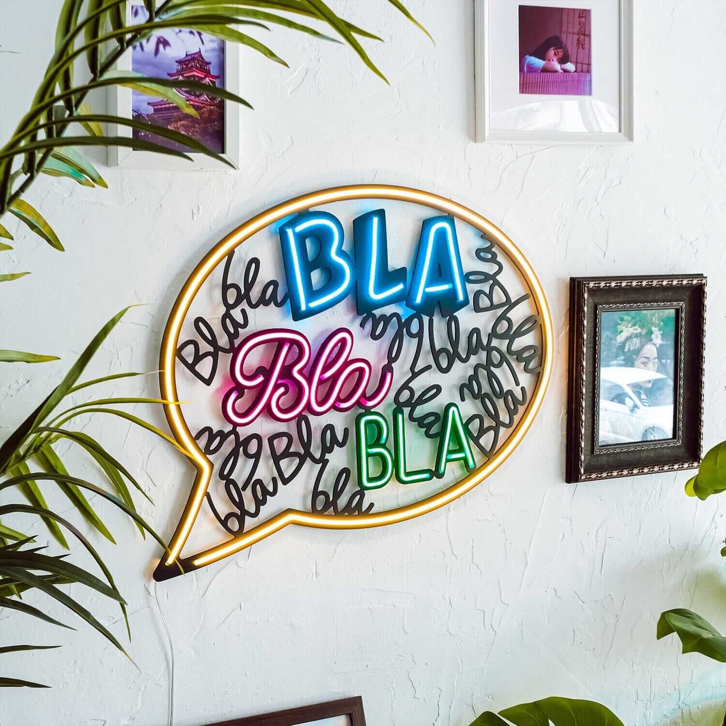 Bla Bla - Neon Signs Neon Wall Art | SKU: NEO-050 | Available at Decojuana | Tags: Led decor,Led Wall Decor,Led Wall Letter Decor,Light,Lightning,Metal Artwork,Metal Decoration,Metal Wall Art,Metal Wall Art Decor,Metal Wall Decor,neon wall art,Neon Wall D