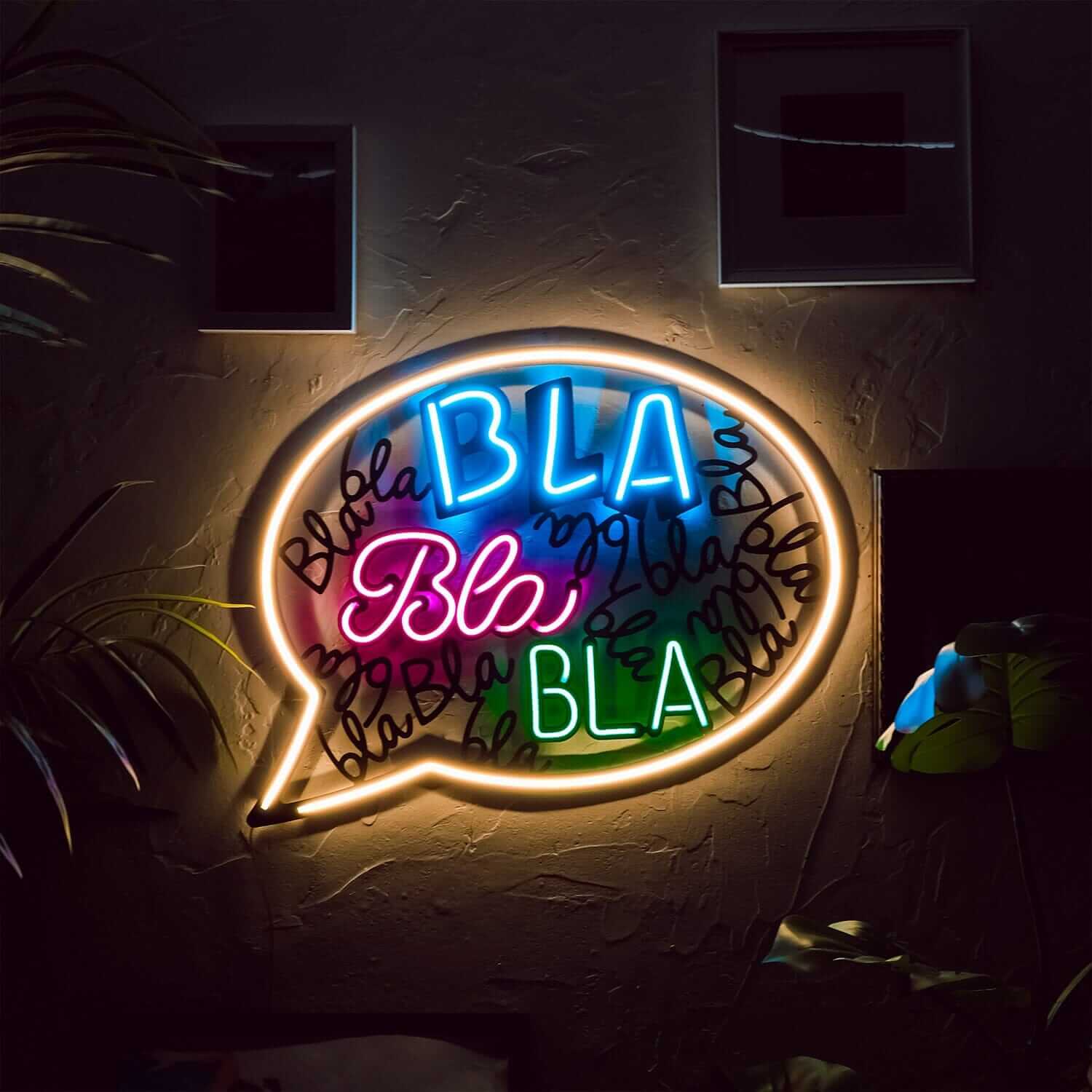 Bla Bla - Neon Signs Neon Wall Art | SKU: NEO-050 | Available at Decojuana | Tags: Led decor,Led Wall Decor,Led Wall Letter Decor,Light,Lightning,Metal Artwork,Metal Decoration,Metal Wall Art,Metal Wall Art Decor,Metal Wall Decor,neon wall art,Neon Wall D