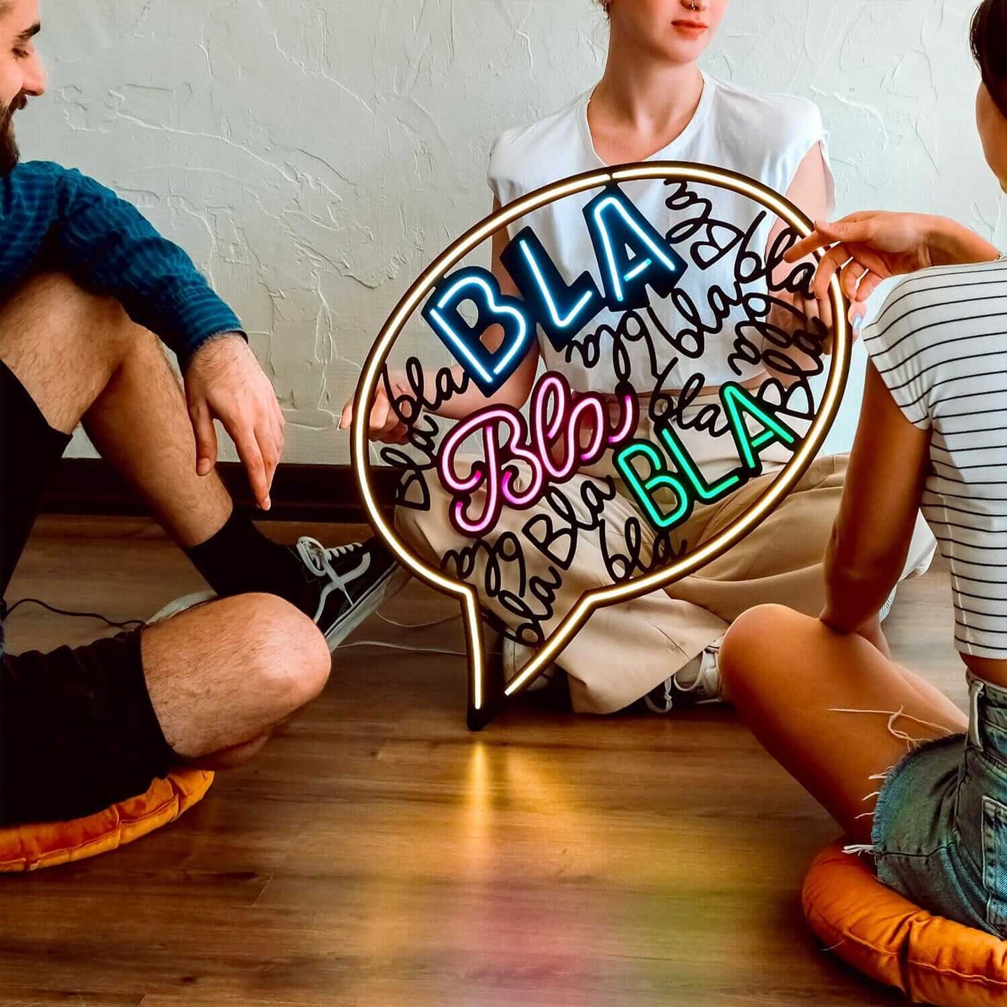 Bla Bla - Neon Signs Neon Wall Art | SKU: NEO-050 | Available at Decojuana | Tags: Led decor,Led Wall Decor,Led Wall Letter Decor,Light,Lightning,Metal Artwork,Metal Decoration,Metal Wall Art,Metal Wall Art Decor,Metal Wall Decor,neon wall art,Neon Wall D