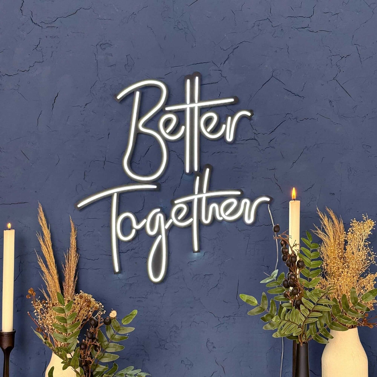 Better Together - Neon Signs Neon Wall Art | SKU: NEO-104 | Available at Decojuana | Tags: metal neon wall decor,Metal Neon Wall Letter,motivational neon quotes,Neon Artwork,Neon motivational quotes,neon party wall decor,neon quotes,Neon Signs,neon wall a