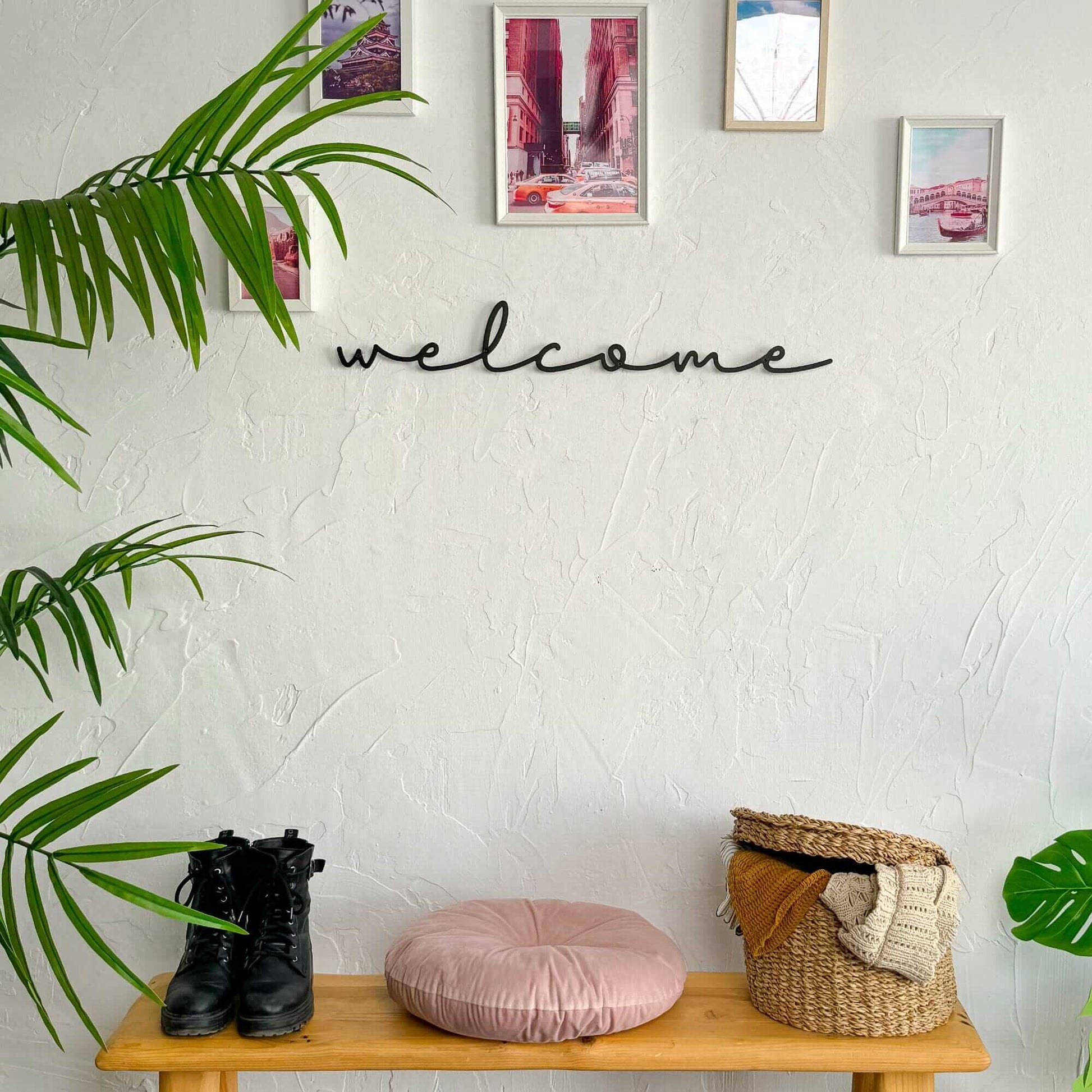 Welcome Wall Hanger - Home Decor Decals Metal Wall Art | SKU: CMR-WM | Available at Decojuana | Tags: Metal Decoration,Metal Letter,Metal Rack,Metal Wall Art,Metal Wall Art Decor,Metal Wall Decor,Metal Wall Letter