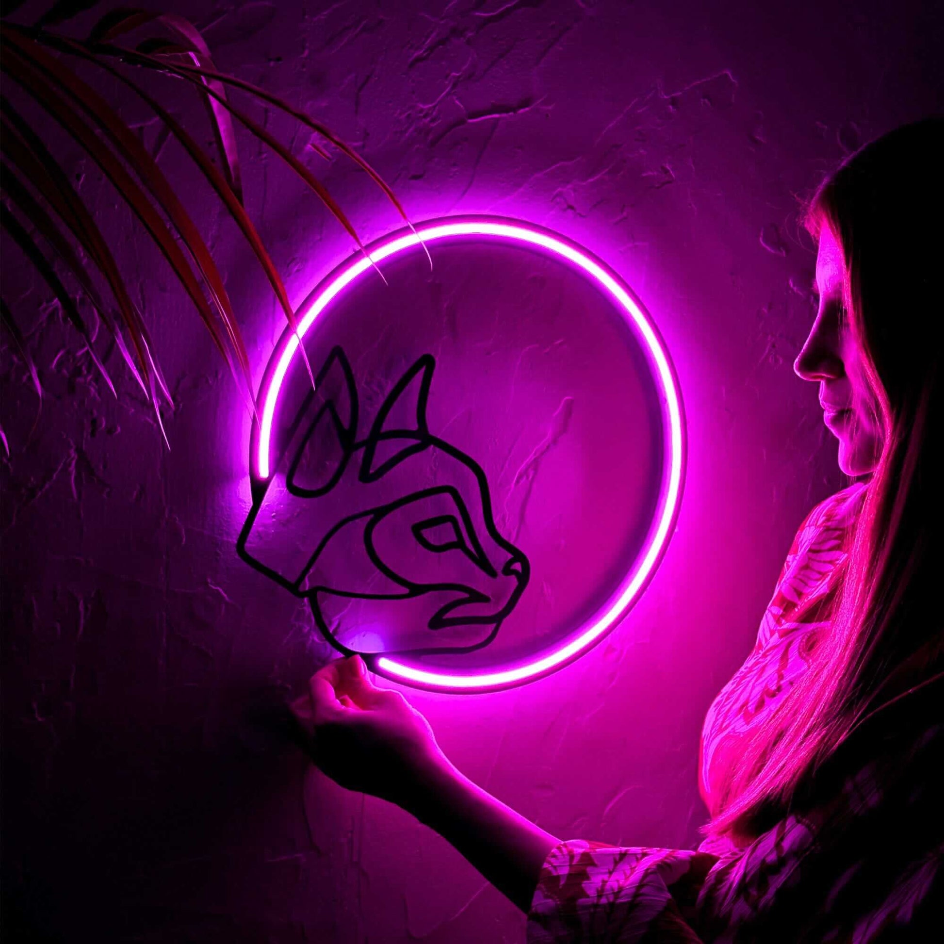 Kitty and the Moon - Neon Signs Neon Wall Art | SKU: NEO-091 | Available at Decojuana | Tags: animal neon wall decor,Neon Artwork,Neon Signs,neon wall art,Neon Wall Decor