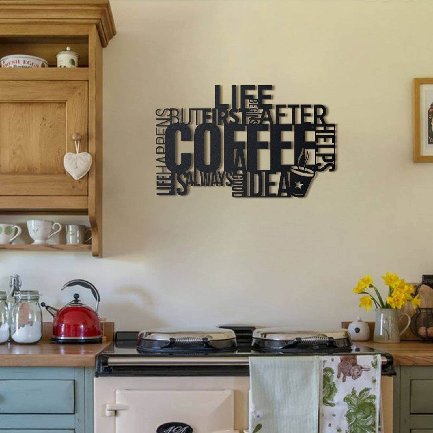 Coffee - Home Decor Decals Metal Wall Art | SKU: MP-77 | Available at Decojuana | Tags: Cafe Wall Decor,Coffee Wall Decor,Letter Decor,Letter Wall Art,Metal Artwork,Metal Decoration,Metal Letter,Metal Wall Art,Metal Wall Art Decor,Metal Wall Decor,Metal W