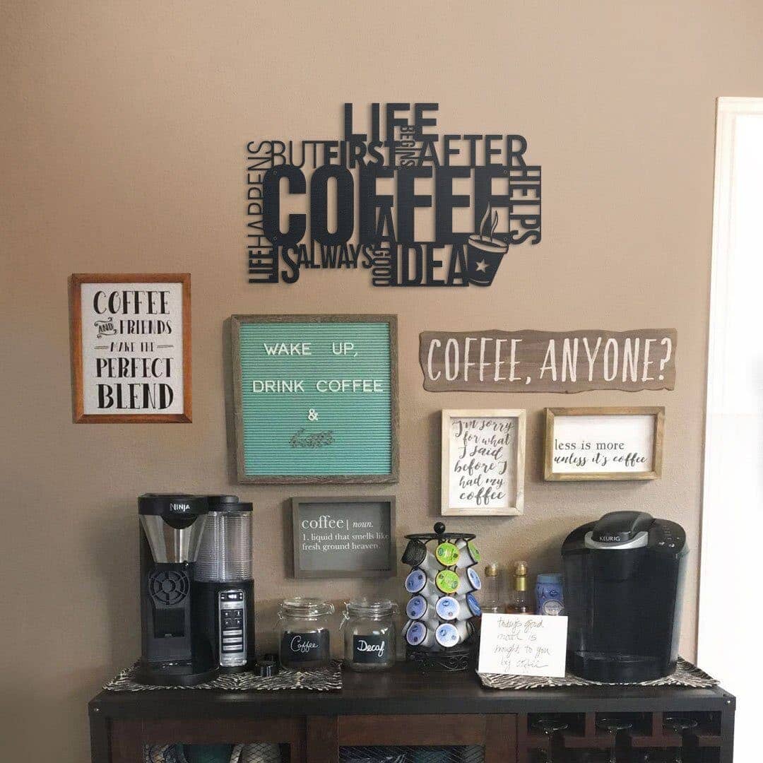 Coffee - Home Decor Decals Metal Wall Art | SKU: MP-77 | Available at Decojuana | Tags: Cafe Wall Decor,Coffee Wall Decor,Letter Decor,Letter Wall Art,Metal Artwork,Metal Decoration,Metal Letter,Metal Wall Art,Metal Wall Art Decor,Metal Wall Decor,Metal W