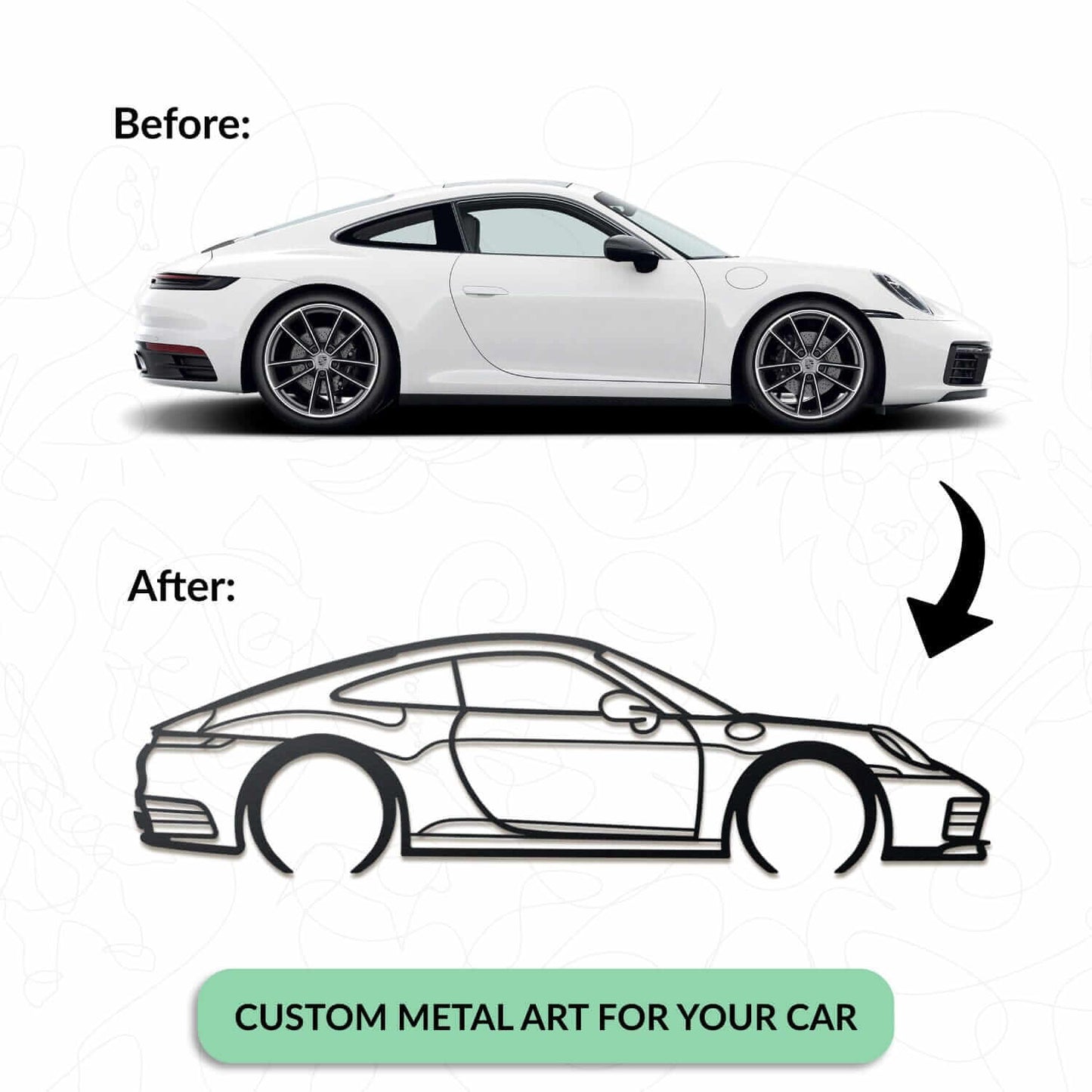 Custom Car Design - Home Decor Decals Metal Wall Art | SKU: CCD50 | Available at Decojuana | Tags: Custom Design,Custom Wall Art,customize,customized product,Metal Deco,Metal Decoration,Metal Wall Art,Metal Wall Art Decor,Metal Wall Decor,Silhouette Metal