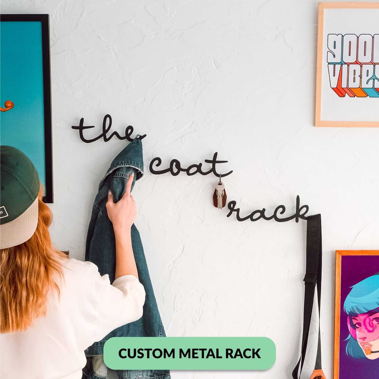 Custom Metal Wall Hanger - Home Decor Decals Metal Wall Art | SKU: CMR-1S | Available at Decojuana | Tags: Custom Design,customisable wall letter,customize,Letter Decor,Metal Artwork,Metal Decoration,Metal Letter,Metal Rack,Metal Wall Decor,Metal Wall Let