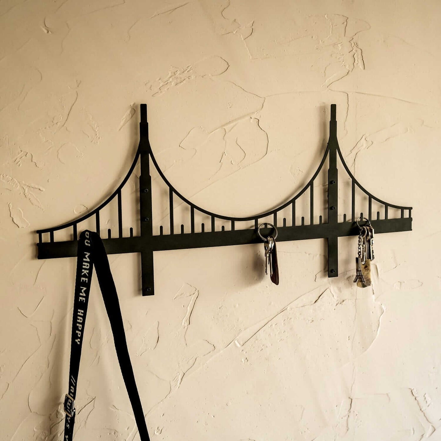 Bridge Key Hanger - Home Decor Decals Metal Wall Art | SKU: MP-212 | Available at Decojuana | Tags: Bridge Silhouette,Doorway Decor,Hanger,Home Accessories,Home Wall Art,Home Wall Decor,Key Hooks,Keyholder,Metal Artwork,Metal Decoration,Metal Hanger,Metal