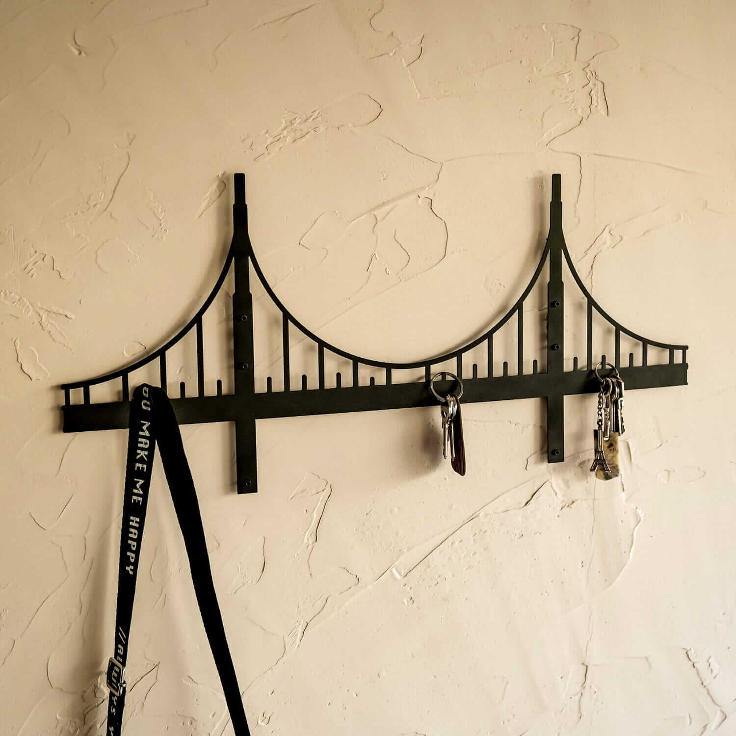 Bridge Key Hanger - Home Decor Decals Metal Wall Art | SKU: MP-212 | Available at Decojuana | Tags: Bridge Silhouette,Doorway Decor,Hanger,Home Accessories,Home Wall Art,Home Wall Decor,Key Hooks,Keyholder,Metal Artwork,Metal Decoration,Metal Hanger,Metal