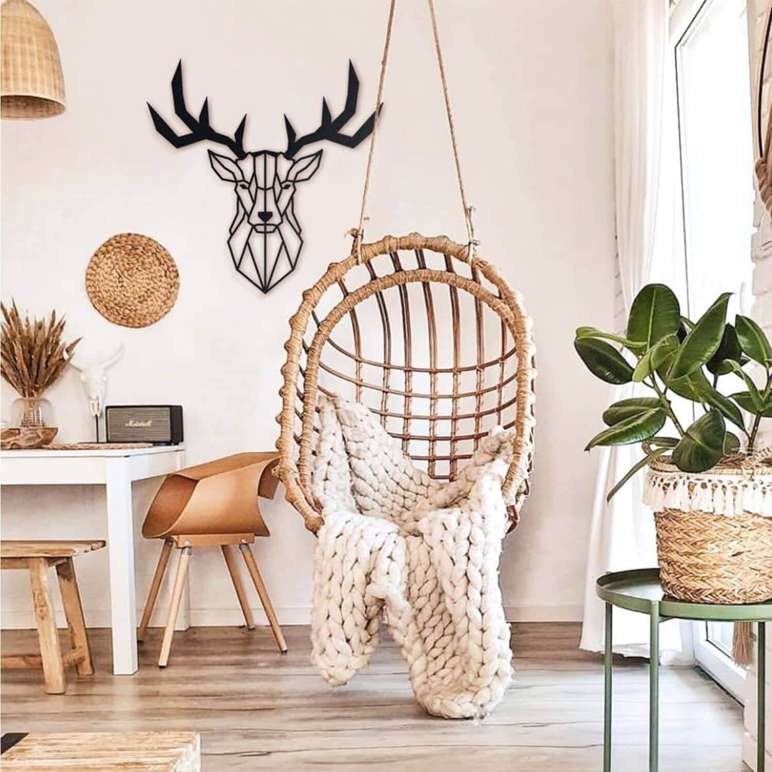 Deer Head - Home Decor Decals Metal Wall Art | SKU: MP-36 | Available at Decojuana | Tags: Animal design,Animal Metal Wall Decor,Animal Wall Art,Animal Wall Decor,Animals,Geometric,Geometric Wall Art,Large designs,Large Wall Art,Large Wall Decor,Metal Art