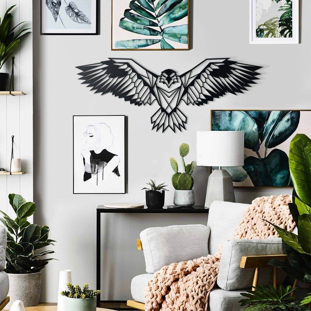 Eagle - Home Decor Decals Metal Wall Art | SKU: MP-40 | Available at Decojuana | Tags: Animal design,Animal Metal Wall Decor,Animal Wall Art,Animal Wall Decor,Animals,eagle metal,Geometric,Geometric Wall Art,Large designs,Large Wall Art,Large Wall Decor,M