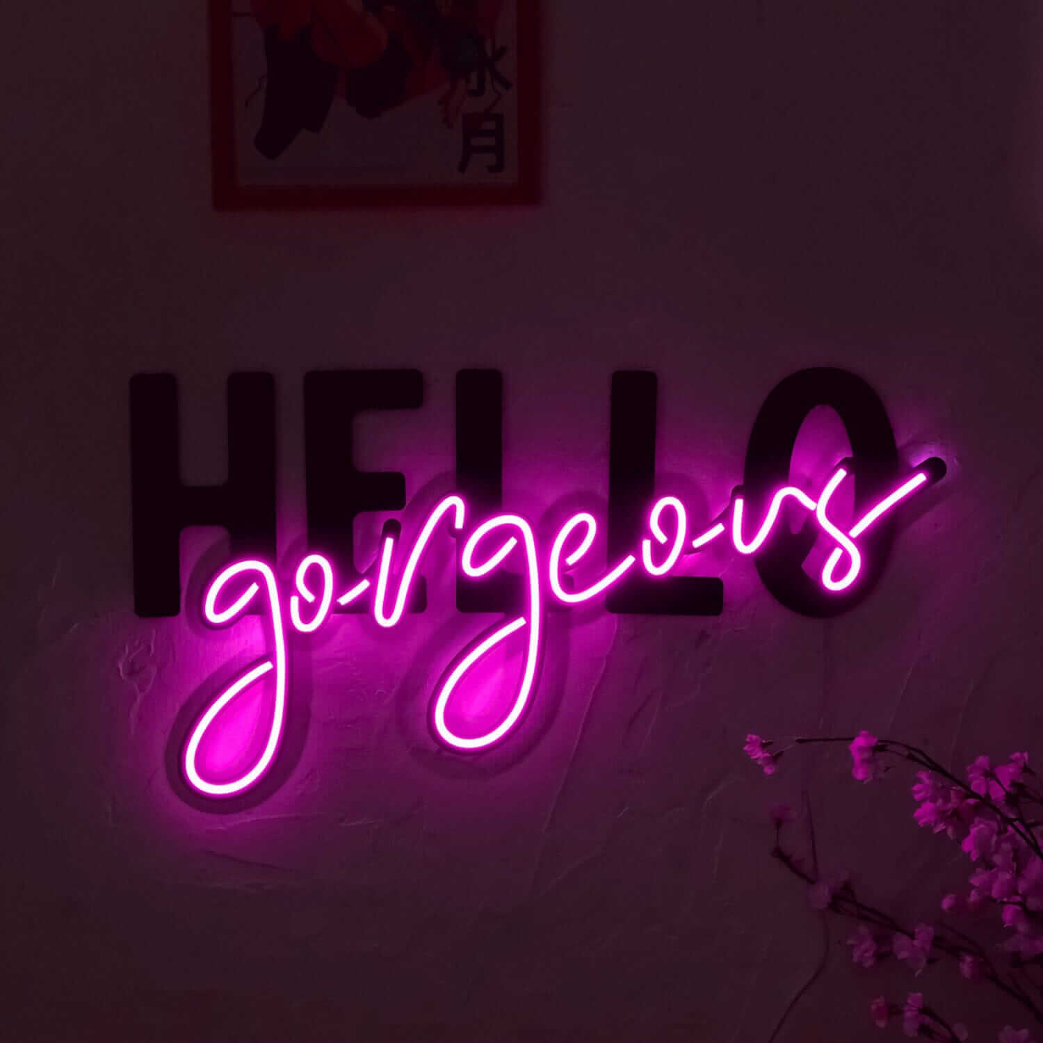 Hello Gorgeous - Neon Signs Neon Wall Art | SKU: NEO-036 | Available at Decojuana | Tags: led,Led decor,Led Wall Decor,Led Wall Letter Decor,Light,Lightning,Metal Artwork,Metal Decoration,Metal Wall Art,Metal Wall Art Decor,Metal Wall Decor,neon wall art,