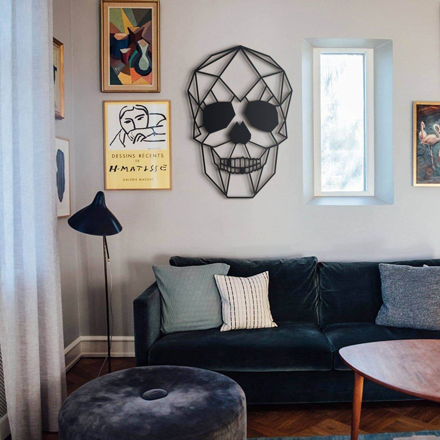 Skull - Home Decor Decals Metal Wall Art | SKU: HOM-18 | Available at Decojuana | Tags: Geometric,Geometric Wall Art,Halloween,Halloween Wall Decor,Livingroom Wall Decor,Metal Artwork,Metal Decoration,Metal Wall Art,Metal Wall Art Decor,Metal Wall Decor