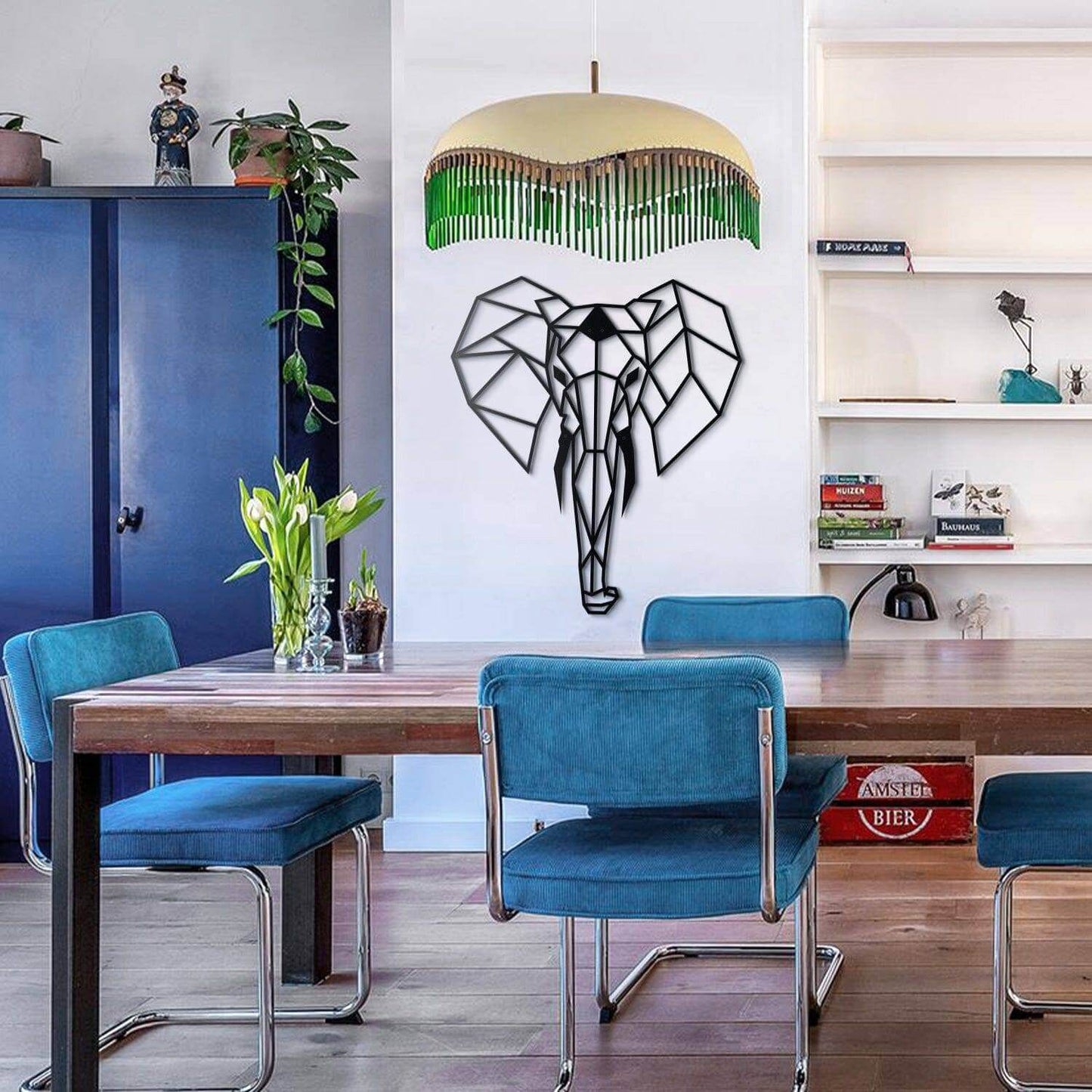 Elephant - Home Decor Decals Metal Wall Art | SKU: HOM-23 | Available at Decojuana | Tags: Animal design,Animal Metal Wall Decor,Animal Wall Art,Animal Wall Decor,Animals,Geometric,Large designs,Large Wall Art,Large Wall Decor,Metal Artwork,Metal Decorati