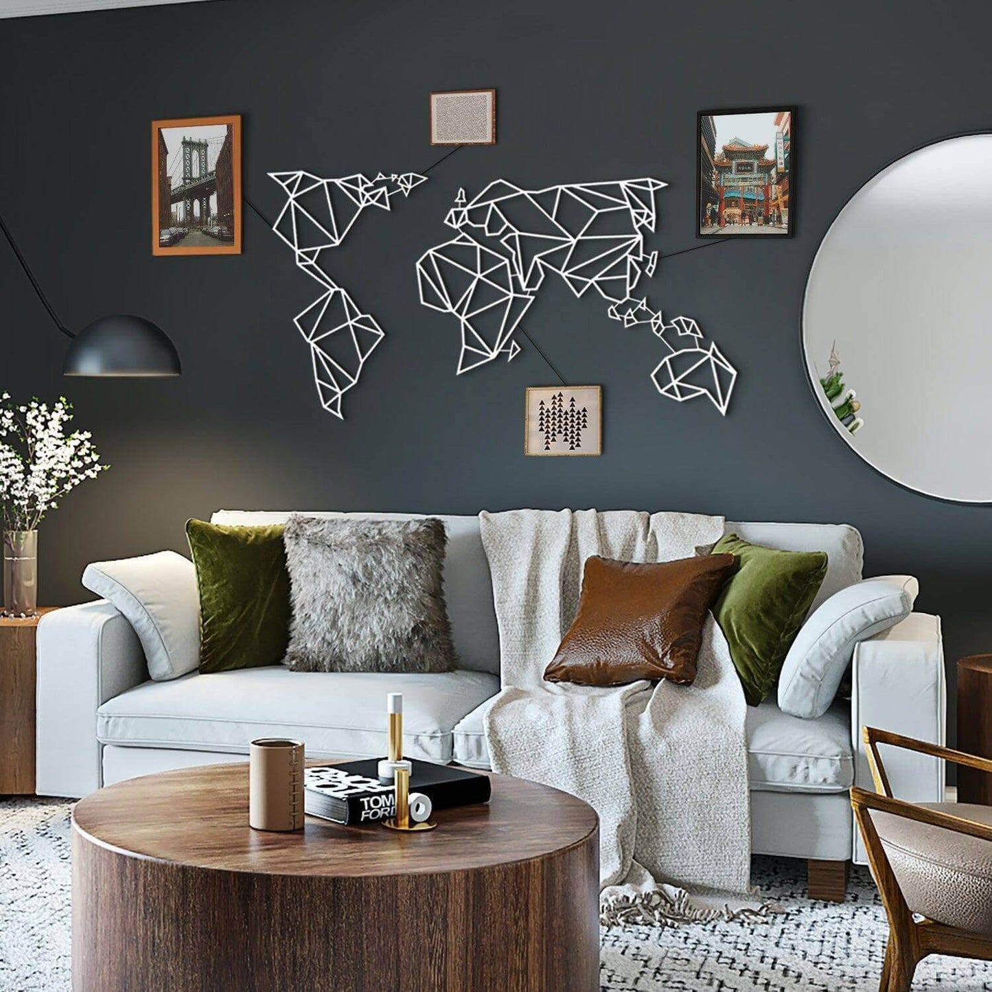 World Map - Home Decor Decals Metal Wall Art | SKU: HOM-48WHITE | Available at Decojuana | Tags: featured,Geometric,Large designs,Large Wall Art,Large Wall Decor,Metal Artwork,Metal Decoration,Metal Wall Art,Metal Wall Art Decor,Metal Wall Decor,world map