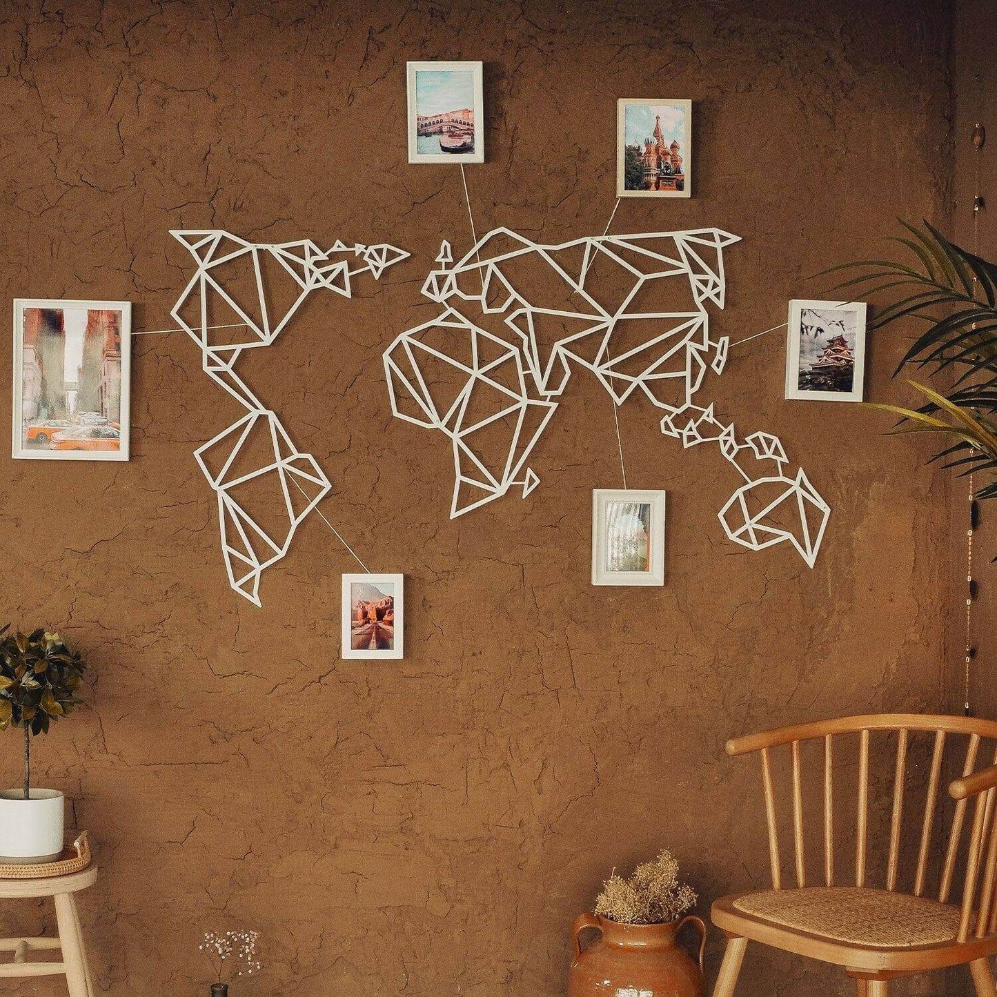 World Map - Home Decor Decals Metal Wall Art | SKU: HOM-48WHITEXL | Available at Decojuana | Tags: featured,Geometric,Large designs,Large Wall Art,Large Wall Decor,Metal Artwork,Metal Decoration,Metal Wall Art,Metal Wall Art Decor,Metal Wall Decor,world m