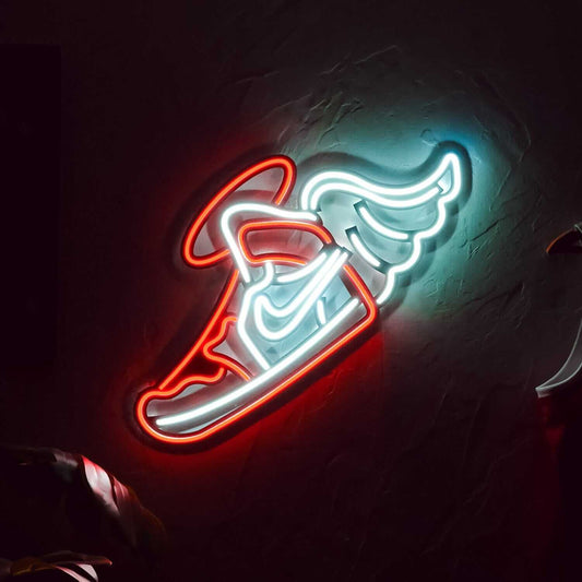 Flying Jordan - Neon Signs Neon Wall Art | SKU: NEO-069 | Available at Decojuana | Tags: metal neon wall decor,Michael Jordan,neon abstract,Neon Artwork,neon party wall decor,neon wall art,Neon Wall Decor