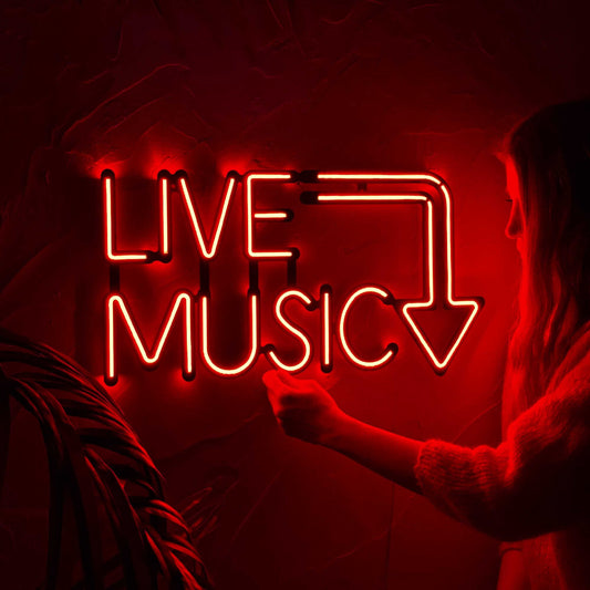 Live Music - Neon Signs Neon Wall Art | SKU: NEO-051 | Available at Decojuana | Tags: led,Led decor,Led Wall Decor,Led Wall Letter Decor,Light,Lightning,Metal Artwork,Metal Decoration,Metal Neon Wall Letter,Metal Wall Art,Metal Wall Art Decor,Metal Wall D