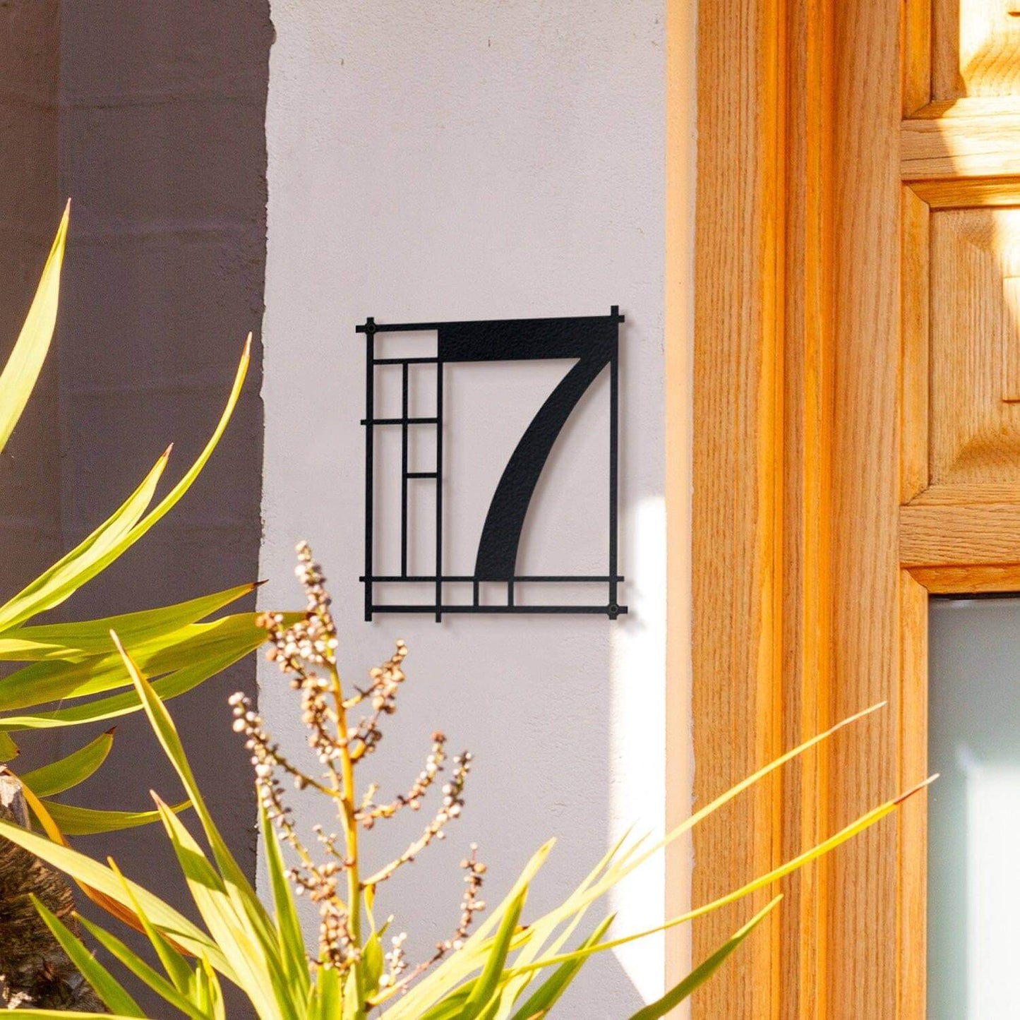 Mondrian House Numbers - Home Decor Decals Metal Wall Art | SKU: MON-01 | Available at Decojuana | Tags: Custom Metal House Number,Doorway Decor,house number,Metal Artwork,Metal Decoration,metal door number,Metal Number Sign,Metal Wall Art,Metal Wall Art