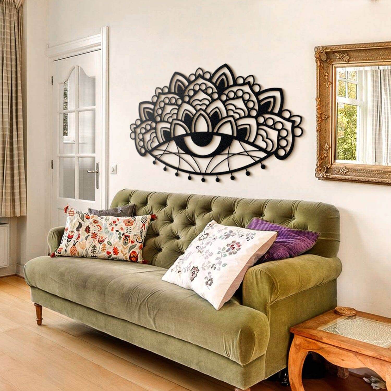 Ajna - Home Decor Decals Metal Wall Art | SKU: MOP-07 | Available at Decojuana | Tags: above bed decor,bedroom decoration,bedroom signs,bedroom wall decoration,bohemian,boho wall art,Charm Wall Art,ethnic,large bedroom wall decor,Large designs,Large Wall