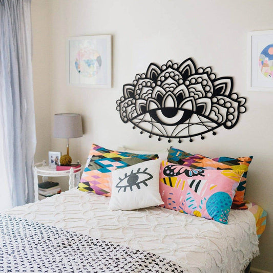 Ajna - Home Decor Decals Metal Wall Art | SKU: MOP-07 | Available at Decojuana | Tags: above bed decor,bedroom decoration,bedroom signs,bedroom wall decoration,bohemian,boho wall art,Charm Wall Art,ethnic,large bedroom wall decor,Large designs,Large Wall