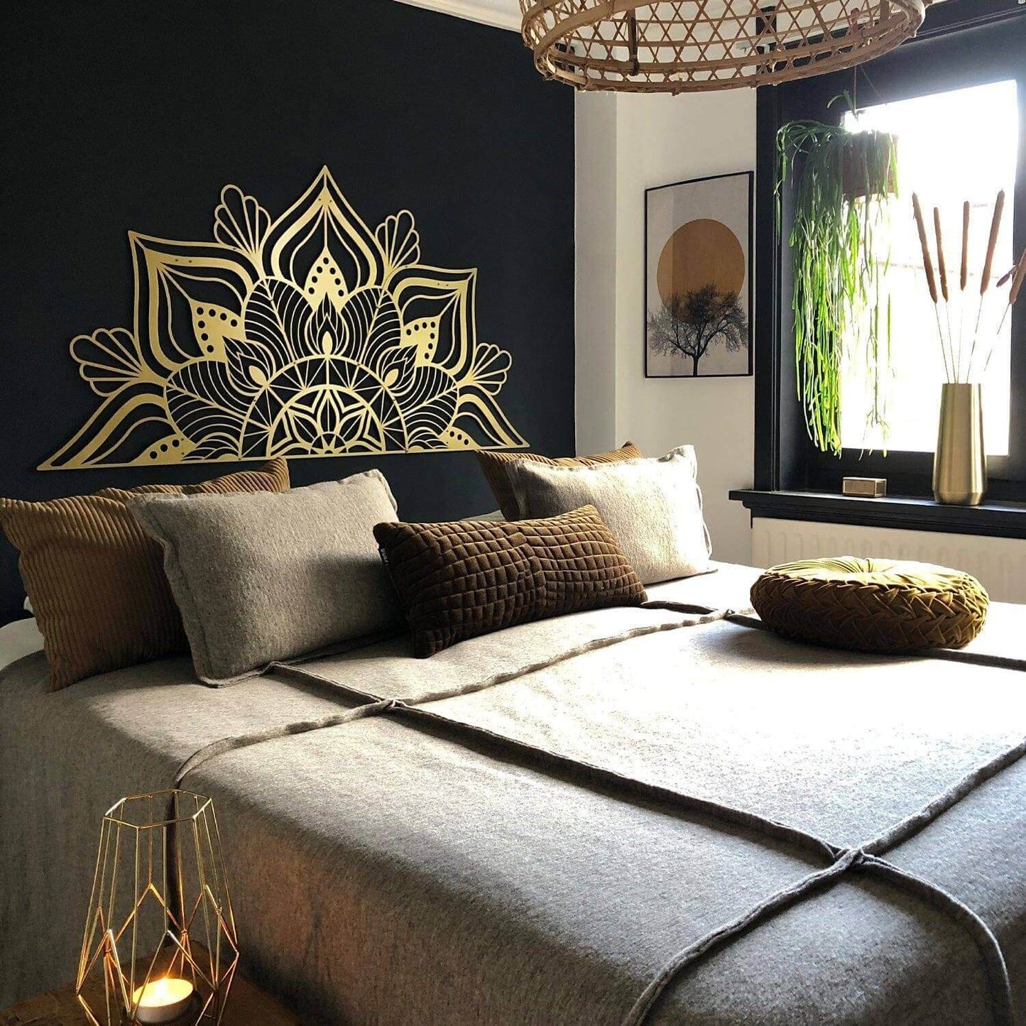 Sutra - Home Decor Decals Metal Wall Art | SKU: MOP-08GOLDR | Available at Decojuana | Tags: above bed decor,bedroom decoration,bedroom wall decoration,bohemian decor,boho wall art,large bedroom wall decor,Large designs,Large Wall Art,Large Wall Decor,man