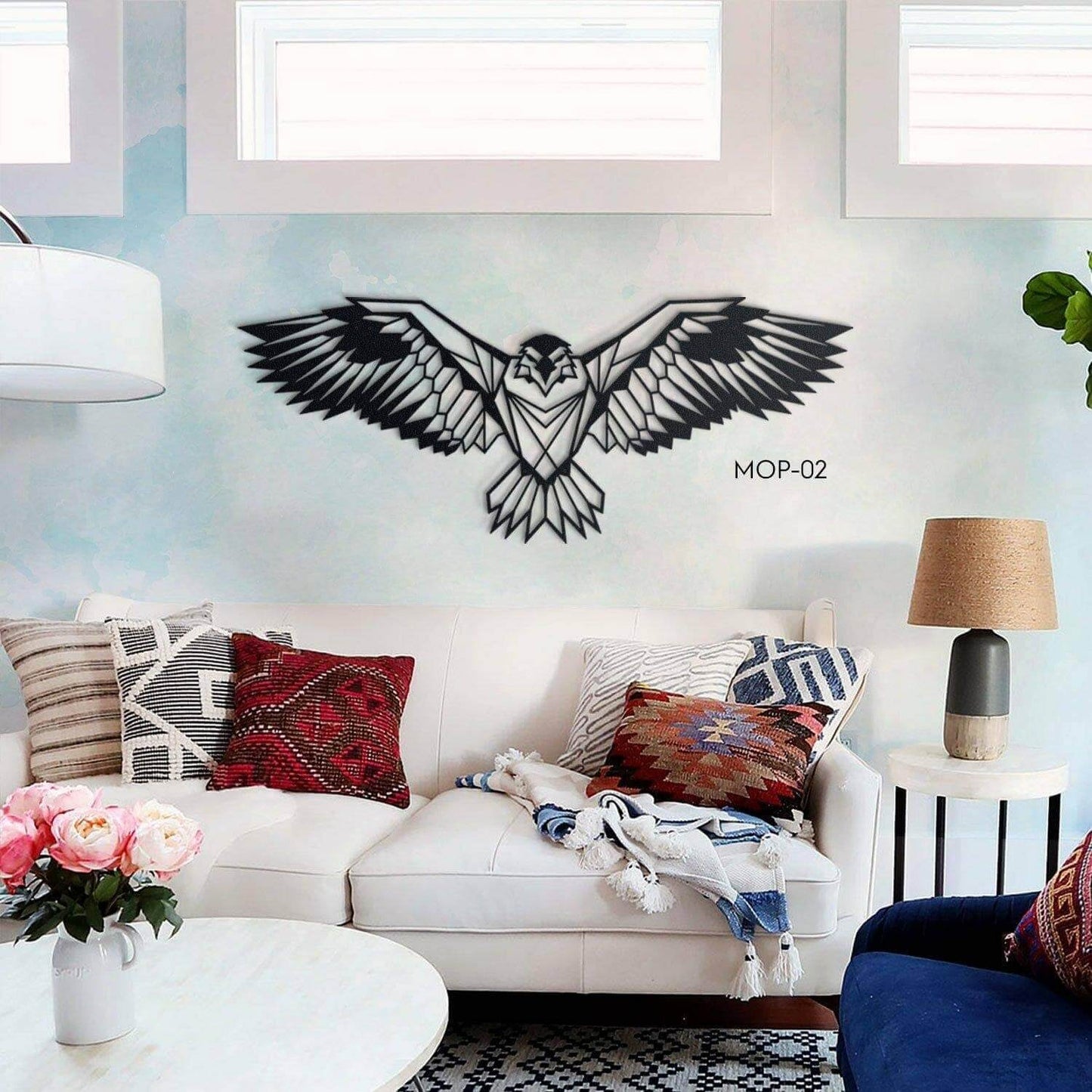 Eagle - Home Decor Decals Metal Wall Art | SKU: MP-40 | Available at Decojuana | Tags: Animal design,Animal Metal Wall Decor,Animal Wall Art,Animal Wall Decor,Animals,eagle metal,Geometric,Geometric Wall Art,Large designs,Large Wall Art,Large Wall Decor,M