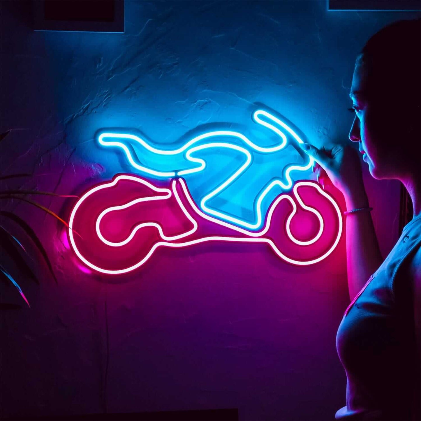 Motorcycle - Neon Signs Neon Wall Art | SKU: NEO-066 | Available at Decojuana | Tags: metal neon wall decor,motorcycle,neon abstract,Neon Artwork,neon party wall decor,neon wall art,Neon Wall Decor,Valentine's Day Gift