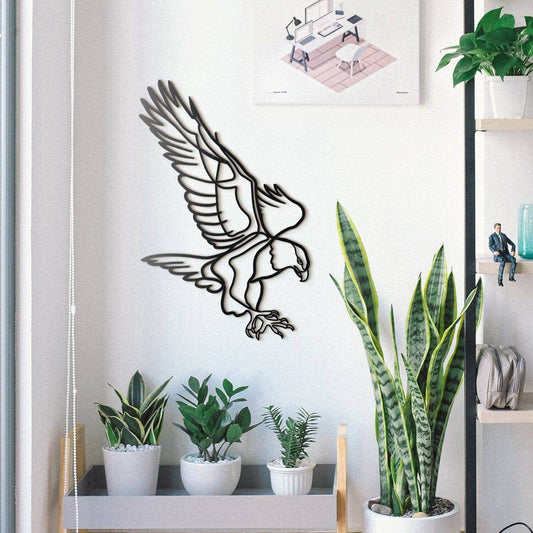 Aquila - Home Decor Decals Metal Wall Art | SKU: MP-108 | Available at Decojuana | Tags: Animal design,Animal Metal Wall Decor,Animal Wall Art,Animal Wall Decor,Animals,eagle metal,Metal Artwork,Metal Decoration,Metal Wall Art,Metal Wall Art Decor,Metal W