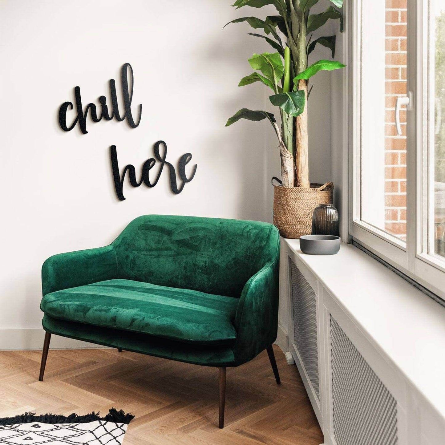 Chill Here - Home Decor Decals Metal Wall Art | SKU: MP-130 | Available at Decojuana | Tags: Interior decoration,Interior Design Style,Letter Decor,Letter Wall Art,Livingroom Wall Decor,Metal Artwork,Metal Decoration,Metal Letter,Metal Wall Art,Metal Wall