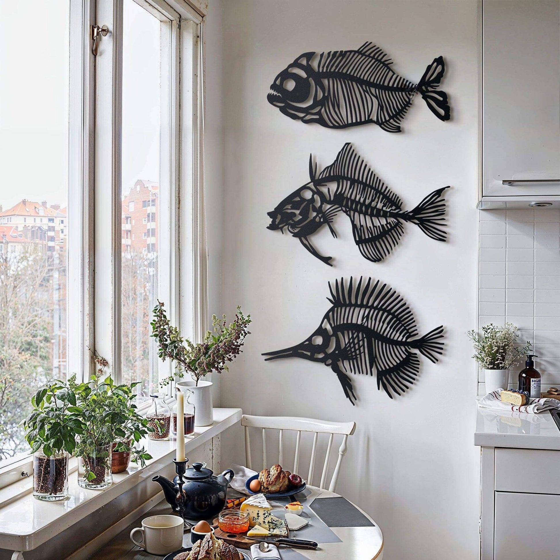 Fishbones - Home Decor Decals Metal Wall Art | SKU: MP-137 | Available at Decojuana | Tags: Animal design,Animal Metal Wall Decor,Animal Wall Art,Animal Wall Decor,Animals,Butterflyfish,Fish,Large designs,Large Wall Art,Large Wall Decor,Metal Artwork,Meta