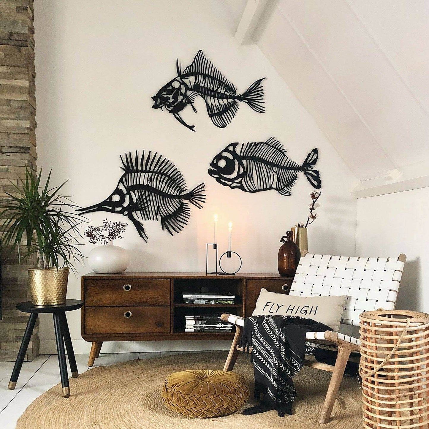 Fishbones - Home Decor Decals Metal Wall Art | SKU: MP-137 | Available at Decojuana | Tags: Animal design,Animal Metal Wall Decor,Animal Wall Art,Animal Wall Decor,Animals,Butterflyfish,Fish,Large designs,Large Wall Art,Large Wall Decor,Metal Artwork,Meta