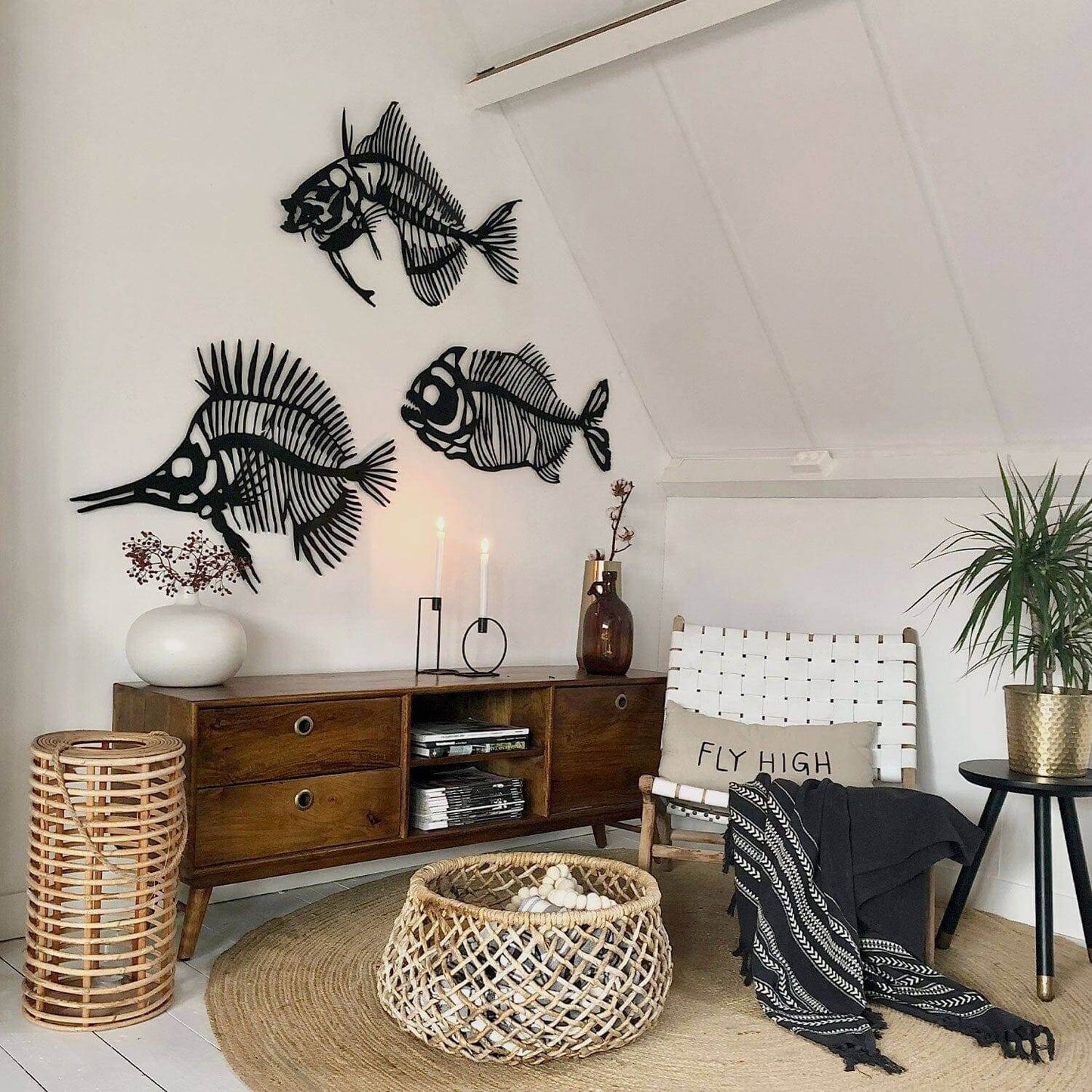 Fishbones - Home Decor Decals Metal Wall Art | SKU: MP-137 | Available at Decojuana | Tags: Animal design,Animal Metal Wall Decor,Animal Wall Art,Animal Wall Decor,Animals,Butterflyfish,Fish,Large designs,Large Wall Art,Large Wall Decor,Metal Artwork,Meta