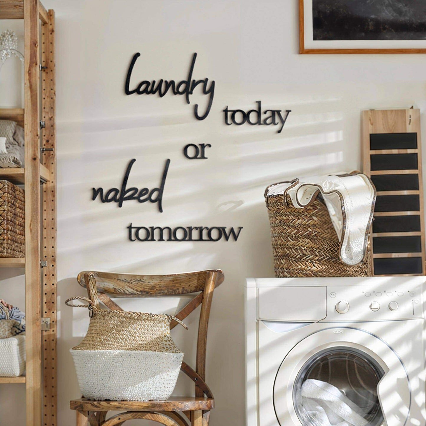 Laundry Today - Home Decor Decals Metal Wall Art | SKU: MP-181 | Available at Decojuana | Tags: Bathroom Decor,Bathroom Wall Decor,Letter Decor,Letter Wall Art,Metal Artwork,Metal Decoration,Metal Letter,Metal Wall Art,Metal Wall Art Decor,Metal Wall Deco