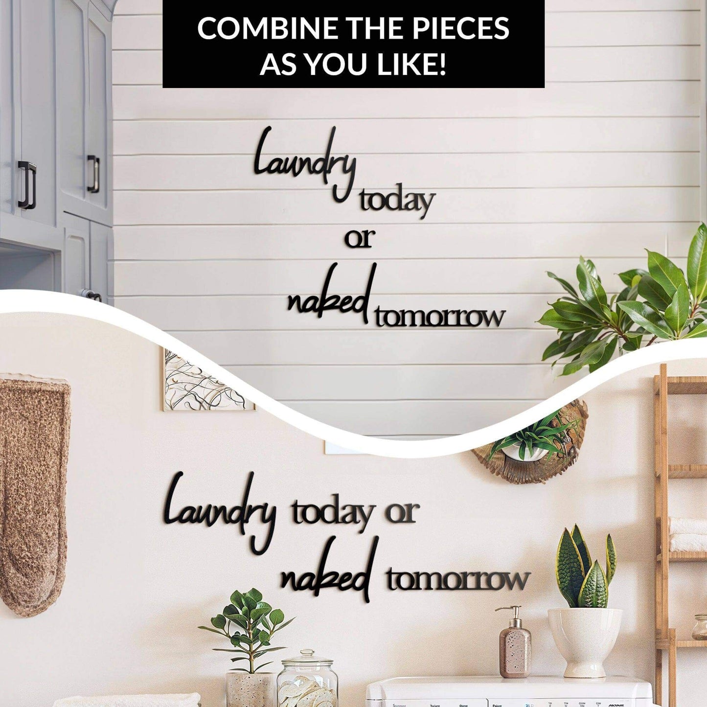 Laundry Today - Home Decor Decals Metal Wall Art | SKU: MP-181 | Available at Decojuana | Tags: Bathroom Decor,Bathroom Wall Decor,Letter Decor,Letter Wall Art,Metal Artwork,Metal Decoration,Metal Letter,Metal Wall Art,Metal Wall Art Decor,Metal Wall Deco