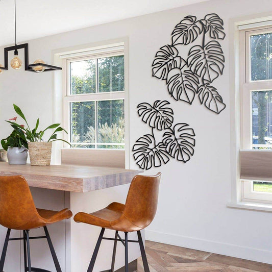 Monstera - Home Decor Decals Metal Wall Art | SKU: MP-198 | Available at Decojuana | Tags: Large designs,Large Wall Art,Large Wall Decor,leaf wall decor,Leaves Wall Decor,Metal Artwork,Metal Decoration,Metal Wall Art,Metal Wall Art Decor,Metal Wall Decor,