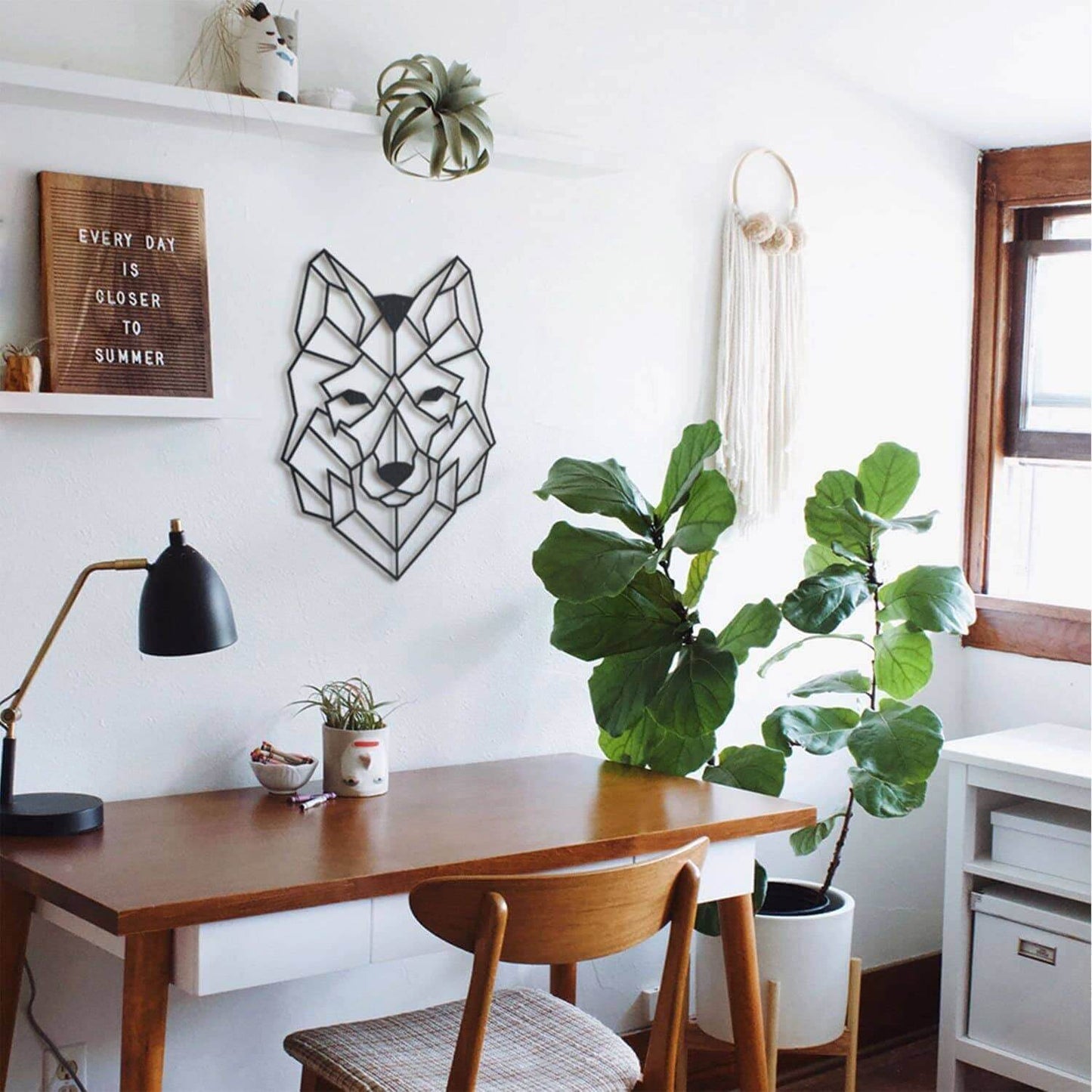 Wolf - Home Decor Decals Metal Wall Art | SKU: MP-38XL | Available at Decojuana | Tags: Animal design,Animal Metal Wall Decor,Animal Wall Art,Animal Wall Decor,Animals,Geometric,Geometric Wall Art,large bedroom wall decor,Large designs,Large Wall Art,Larg