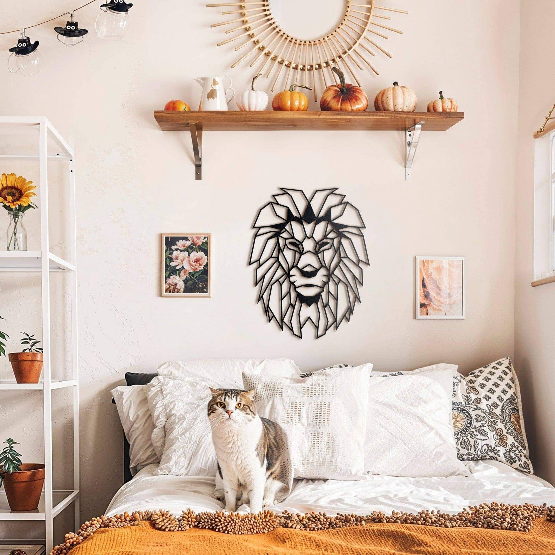 Lion Head - Home Decor Decals Metal Wall Art | SKU: MP-39 | Available at Decojuana | Tags: Animal design,Animal Metal Wall Decor,Animal Wall Art,Animal Wall Decor,Animals,Geometric,Large designs,Large Wall Art,Large Wall Decor,Metal Artwork,Metal Decorati