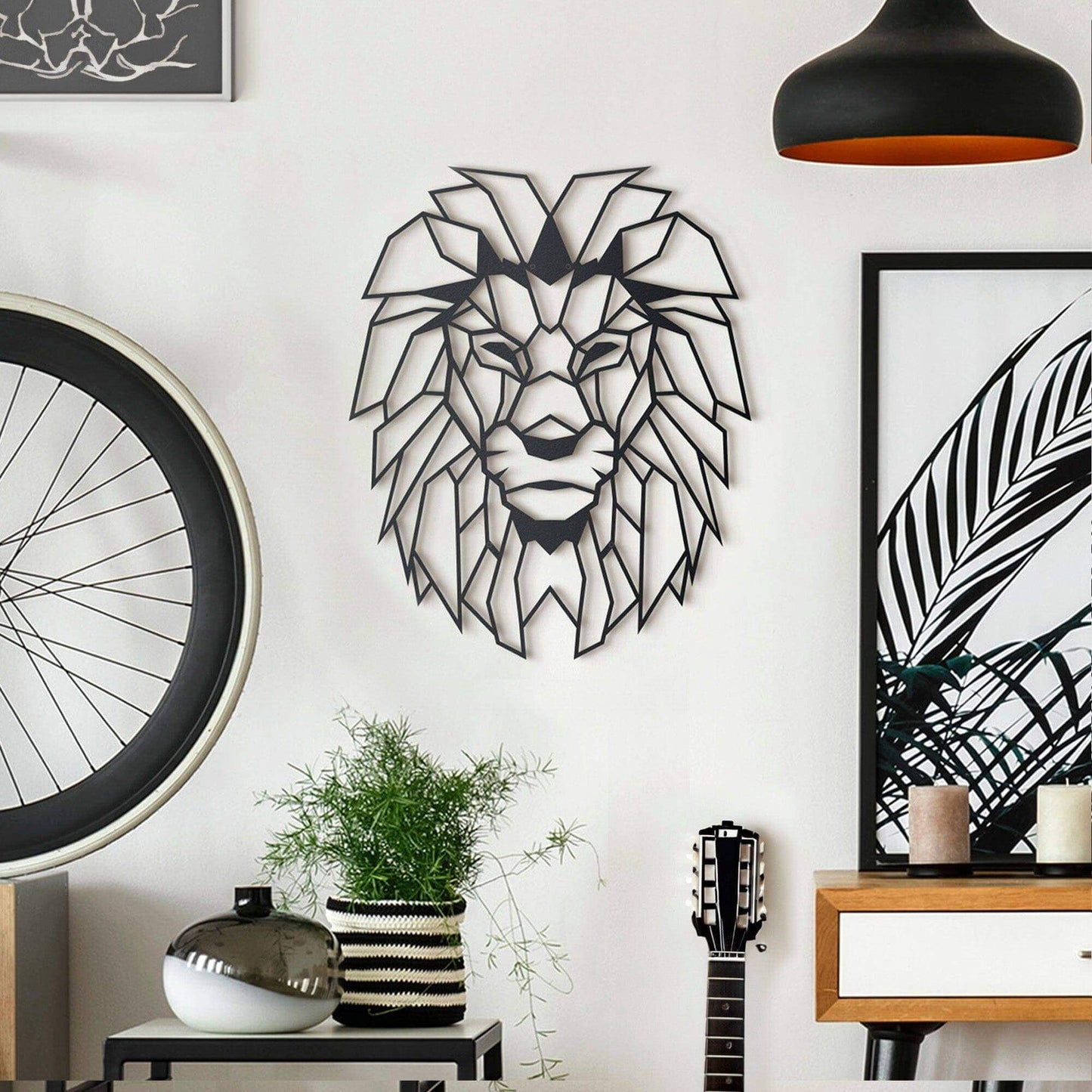 Lion Head - Home Decor Decals Metal Wall Art | SKU: MP-39 | Available at Decojuana | Tags: Animal design,Animal Metal Wall Decor,Animal Wall Art,Animal Wall Decor,Animals,Geometric,Large designs,Large Wall Art,Large Wall Decor,Metal Artwork,Metal Decorati