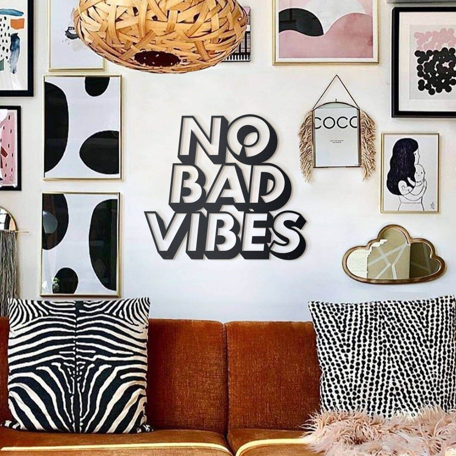 Bad Vibes - Home Decor Decals Metal Wall Art | SKU: MP-95 | Available at Decojuana | Tags: Letter Decor,Letter Wall Art,Metal Artwork,Metal Decoration,Metal Letter,Metal Wall Art,Metal Wall Art Decor,Metal Wall Decor,Metal Wall Letter,Metal Wall Quotes,Mo