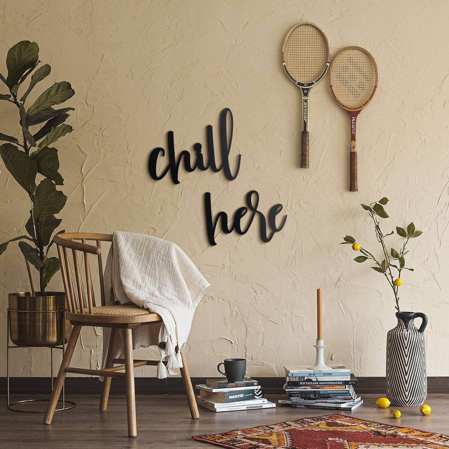 Chill Here - Home Decor Decals Metal Wall Art | SKU: MP-130 | Available at Decojuana | Tags: Interior decoration,Interior Design Style,Letter Decor,Letter Wall Art,Livingroom Wall Decor,Metal Artwork,Metal Decoration,Metal Letter,Metal Wall Art,Metal Wall