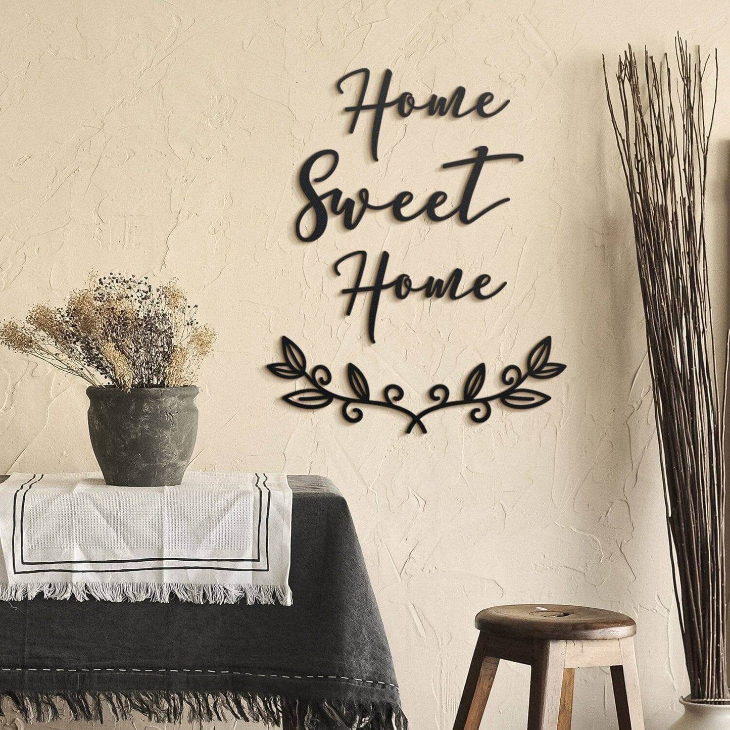 Home Sweet Home - Home Decor Decals Metal Wall Art | SKU: MP-141 | Available at Decojuana | Tags: Interior decoration,Interior Design Style,Letter Decor,Letter Wall Art,Livingroom Wall Decor,Metal Artwork,Metal Decoration,Metal Letter,Metal Wall Art,Metal