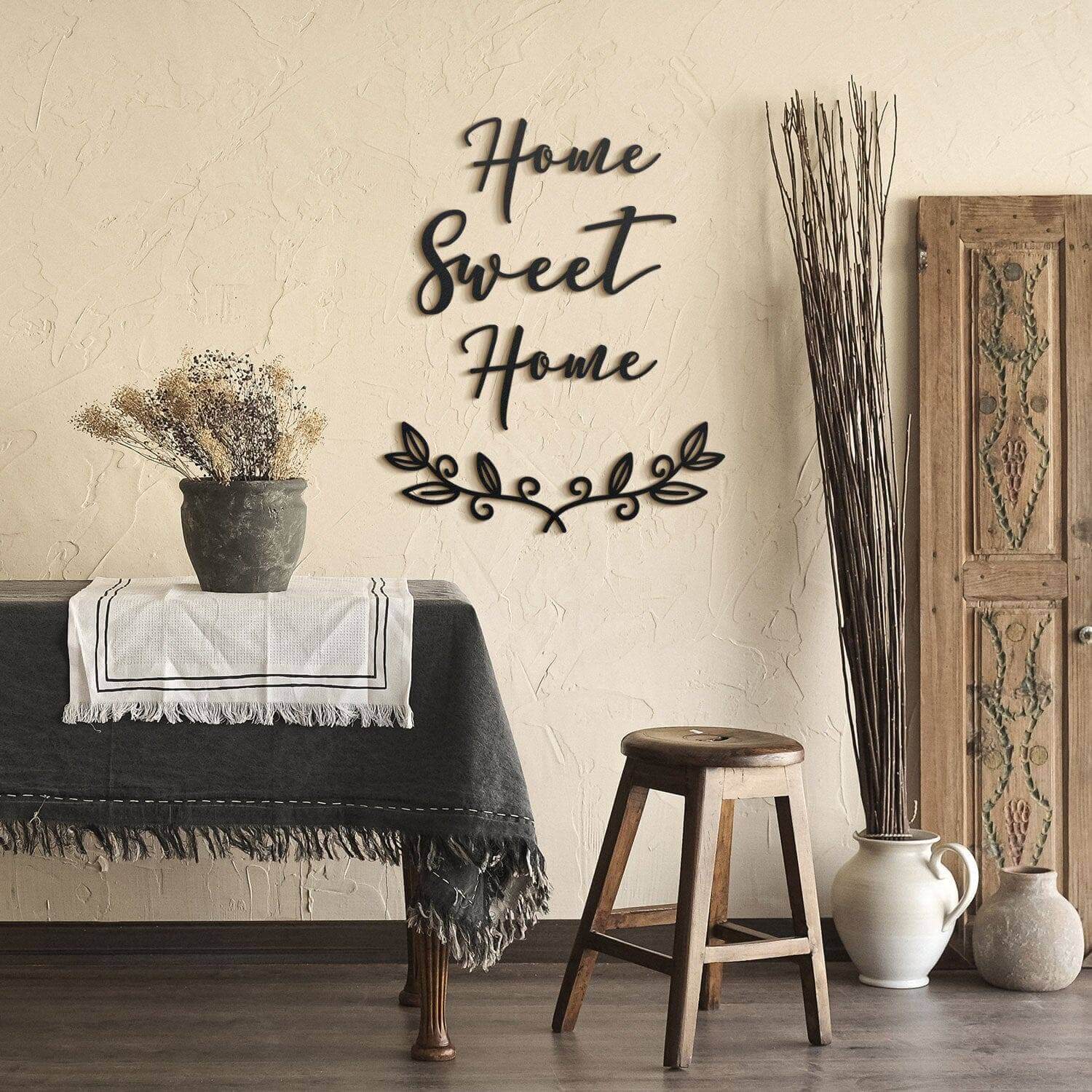 Home Sweet Home - Home Decor Decals Metal Wall Art | SKU: MP-141 | Available at Decojuana | Tags: Interior decoration,Interior Design Style,Letter Decor,Letter Wall Art,Livingroom Wall Decor,Metal Artwork,Metal Decoration,Metal Letter,Metal Wall Art,Metal