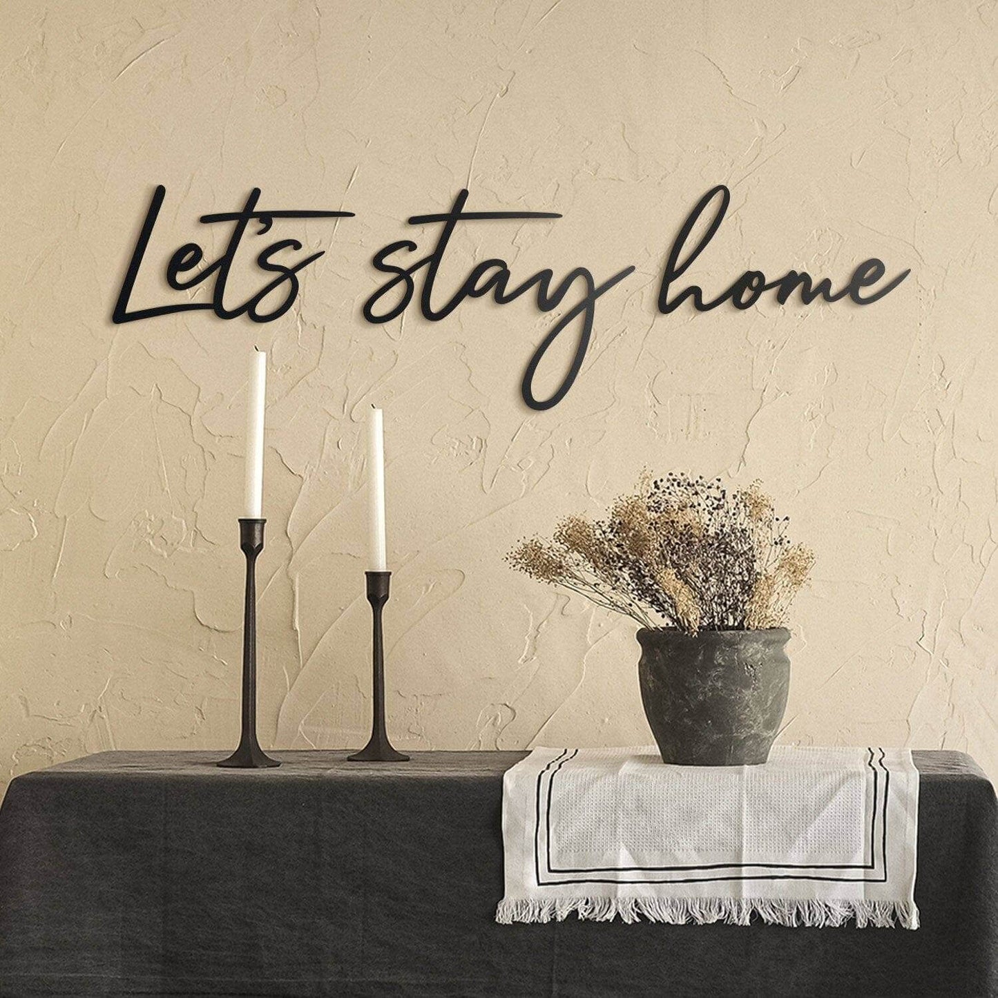 Let's Stay - Home Decor Decals Metal Wall Art | SKU: MP-154 | Available at Decojuana | Tags: Letter Decor,Letter Wall Art,Livingroom Wall Decor,Metal Artwork,Metal Decoration,Metal Letter,Metal Wall Art,Metal Wall Art Decor,Metal Wall Decor,Metal Wall Let