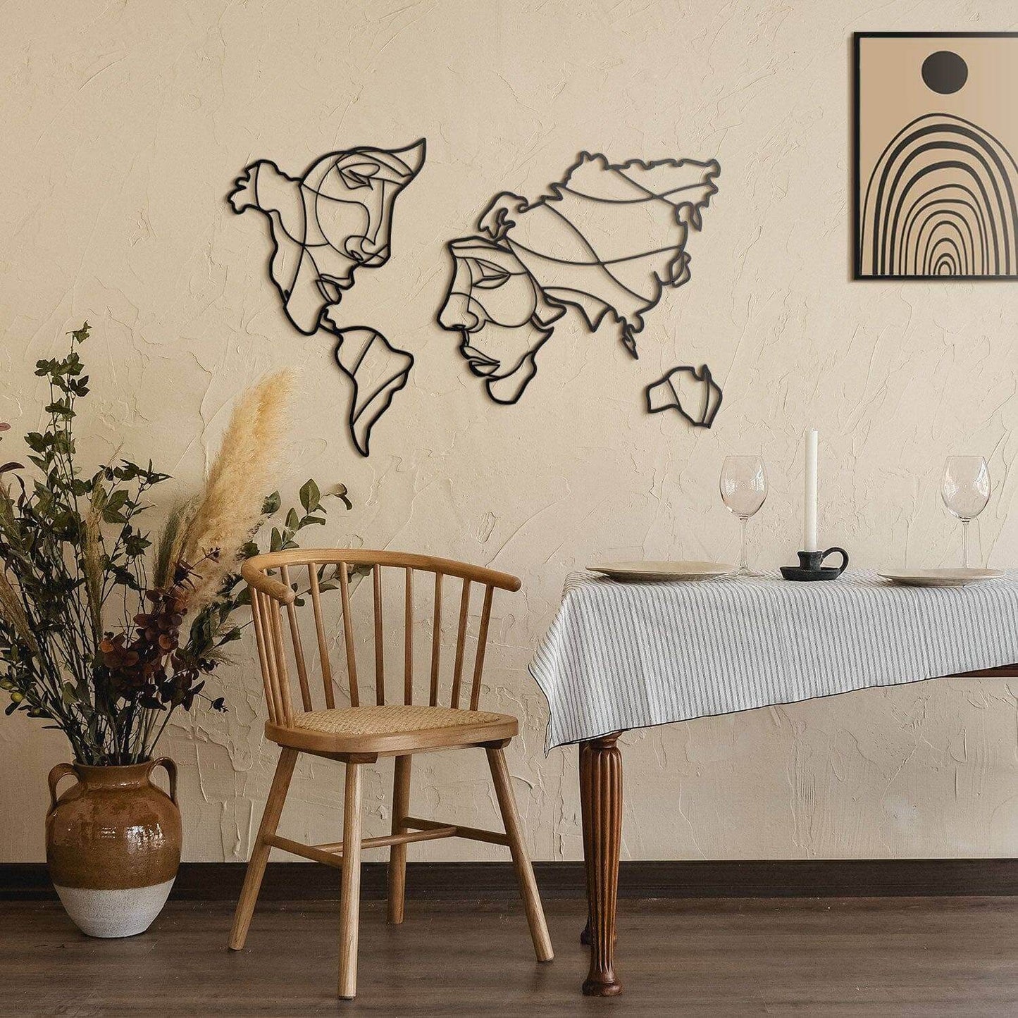 Faces of World Map - Home Decor Decals Metal Wall Art | SKU: MP-99 | Available at Decojuana | Tags: above bed decor,Geometric,Large designs,Large Wall Art,Large Wall Decor,Livingroom Wall Decor,Love,Metal Artwork,Metal Decoration,Metal Wall Art,Metal Wall