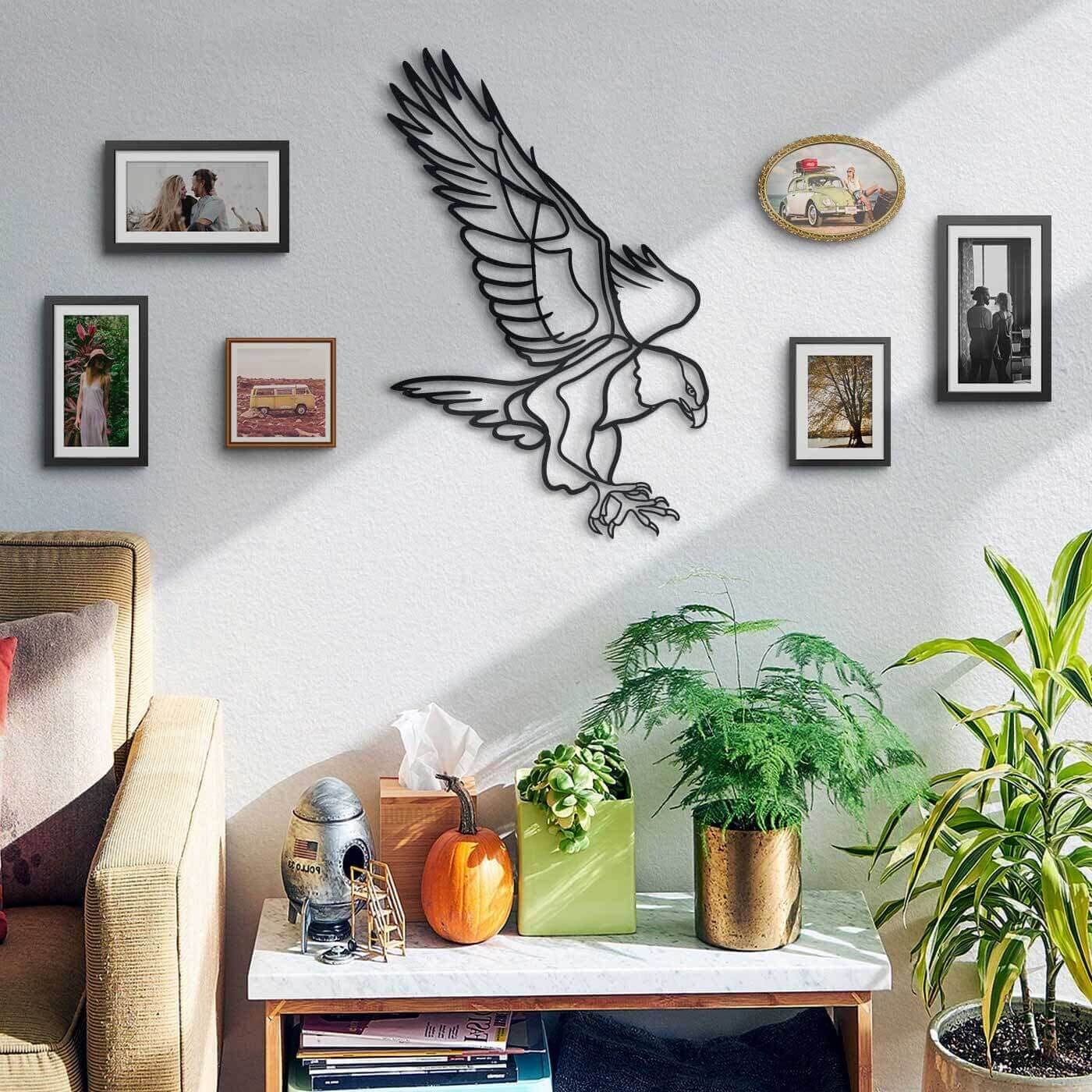 Aquila - Home Decor Decals Metal Wall Art | SKU: MP-108 | Available at Decojuana | Tags: Animal design,Animal Metal Wall Decor,Animal Wall Art,Animal Wall Decor,Animals,eagle metal,Metal Artwork,Metal Decoration,Metal Wall Art,Metal Wall Art Decor,Metal W