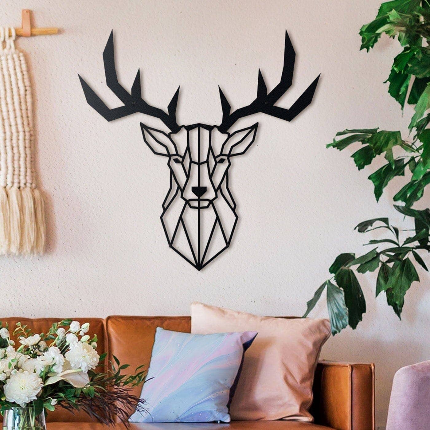 Deer Head - Home Decor Decals Metal Wall Art | SKU: MP-36 | Available at Decojuana | Tags: Animal design,Animal Metal Wall Decor,Animal Wall Art,Animal Wall Decor,Animals,Geometric,Geometric Wall Art,Large designs,Large Wall Art,Large Wall Decor,Metal Art