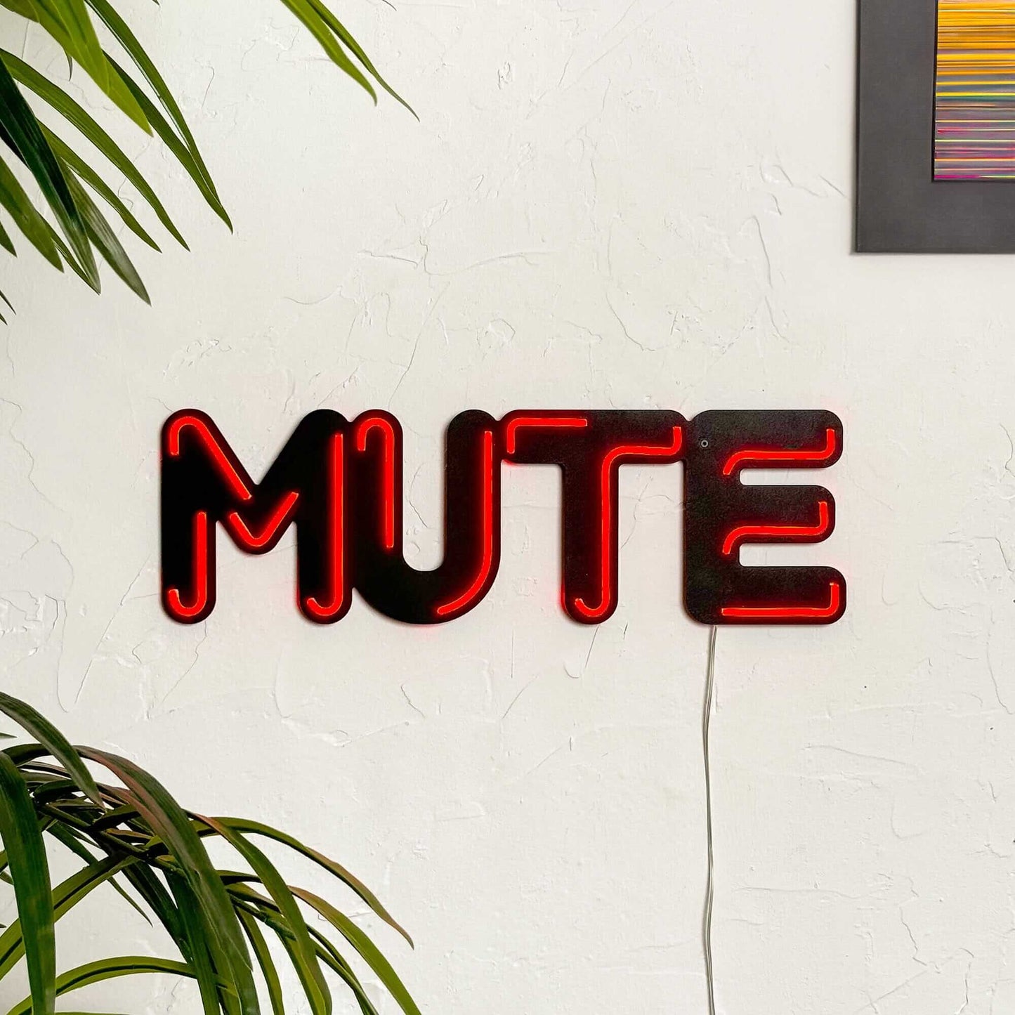 Mute - Neon Signs Neon Wall Art | SKU: NEO-009 | Available at Decojuana | Tags: led,Led decor,Led Wall Decor,Led Wall Letter Decor,Metal Artwork,Metal Decoration,Metal Neon Wall Letter,Metal Wall Art,Metal Wall Art Decor,Metal Wall Decor,Neon Artwork,Neon