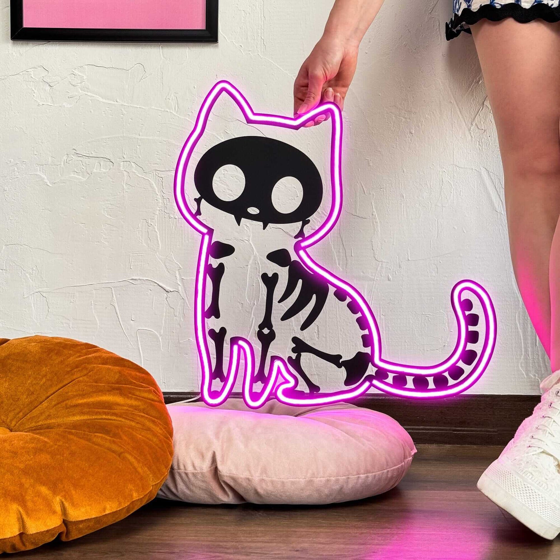 Schrödinger's Cat - Neon Signs Neon Wall Art | SKU: NEO-095 | Available at Decojuana | Tags: animal neon wall decor,metal neon wall decor,Neon Artwork,neon party wall decor,Neon Signs,neon wall art,Neon Wall Decor