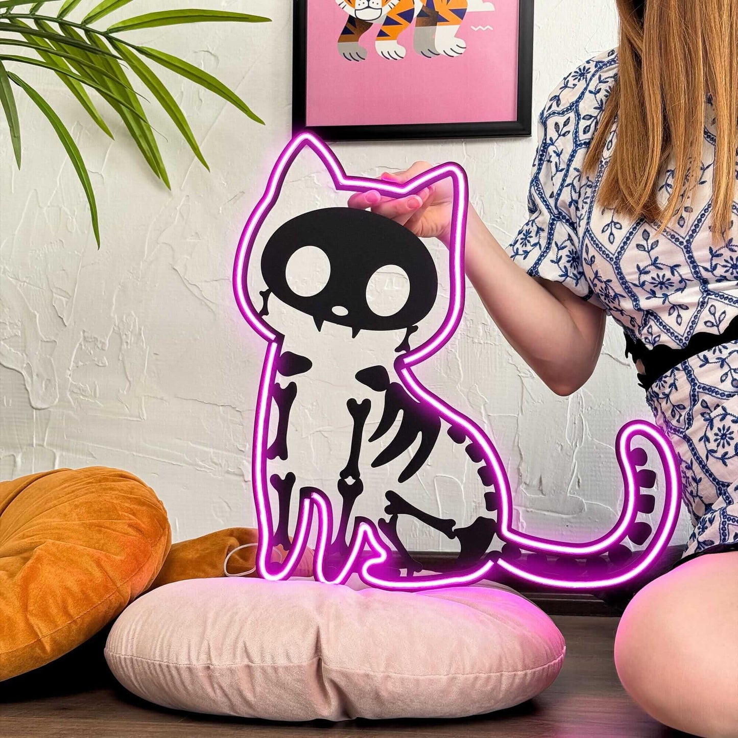 Schrödinger's Cat - Neon Signs Neon Wall Art | SKU: NEO-095 | Available at Decojuana | Tags: animal neon wall decor,metal neon wall decor,Neon Artwork,neon party wall decor,Neon Signs,neon wall art,Neon Wall Decor