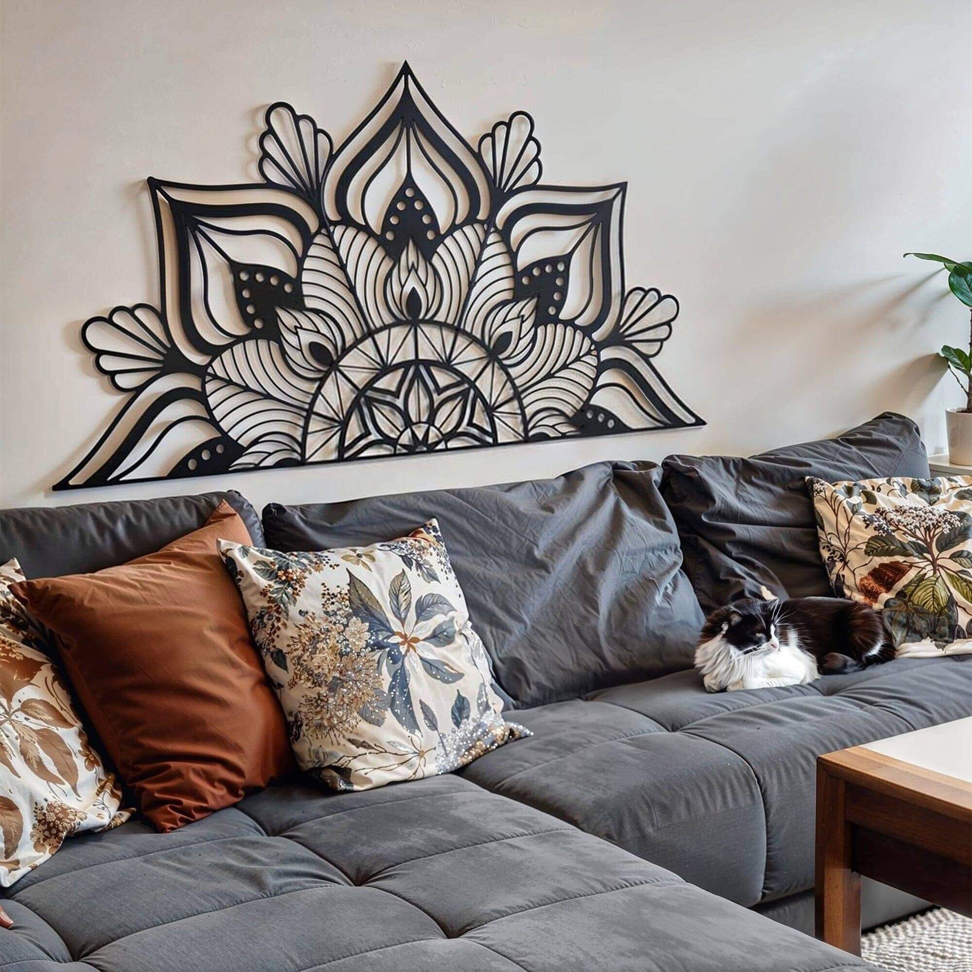 Sutra - Home Decor Decals Metal Wall Art | SKU: MOP-08BLACKR | Available at Decojuana | Tags: above bed decor,bedroom decoration,bedroom wall decoration,bohemian decor,boho wall art,large bedroom wall decor,Large designs,Large Wall Art,Large Wall Decor,ma